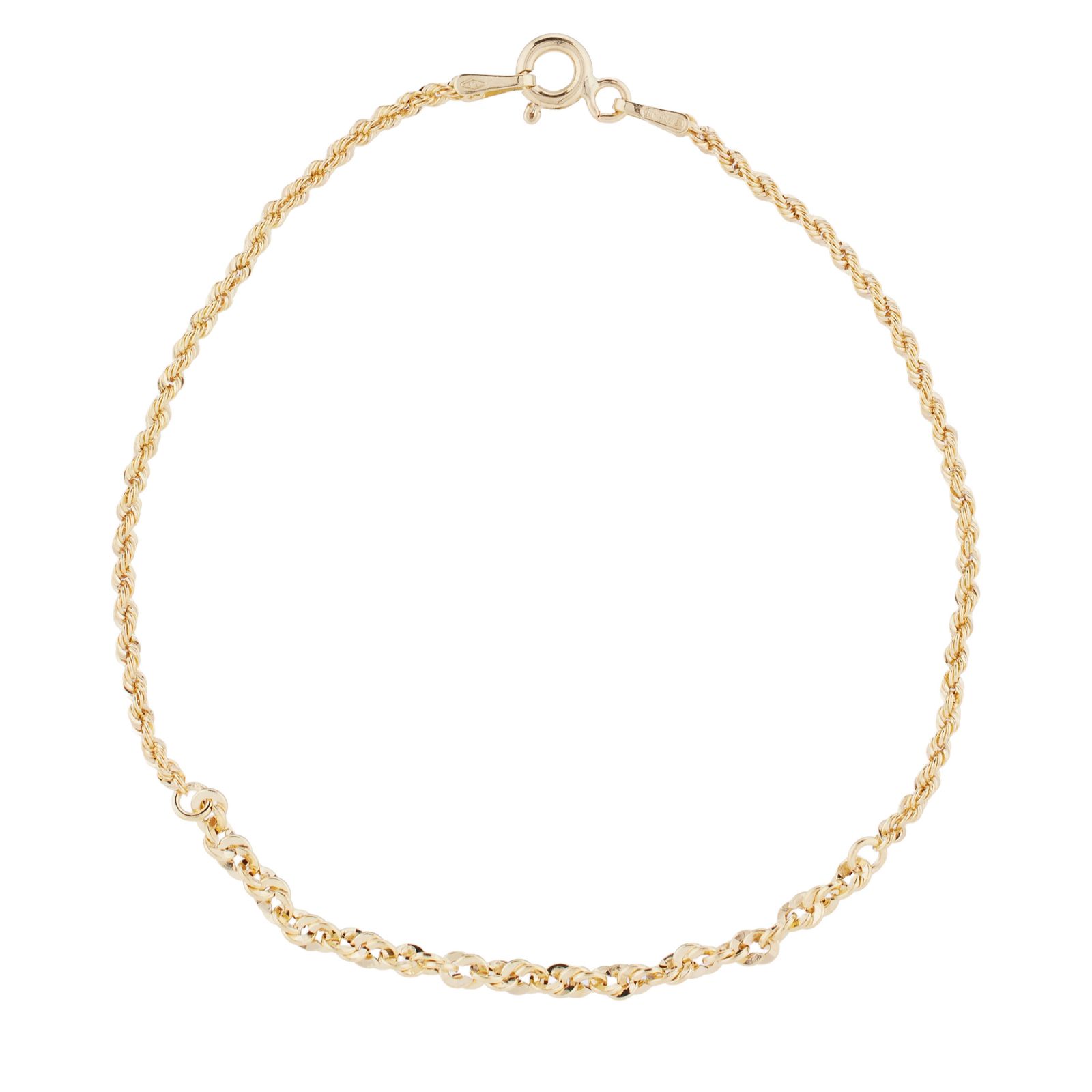 GOLD 9ct Italian Gold Graduated Rope Bracelet 0.6g