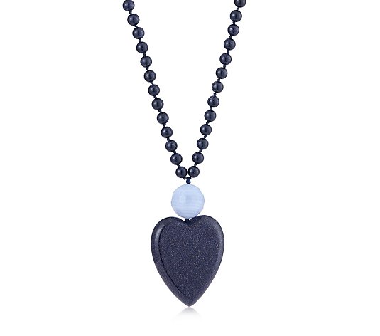 Lola Rose Belinda Semi Precious 70cm Necklace with Heart Pendant