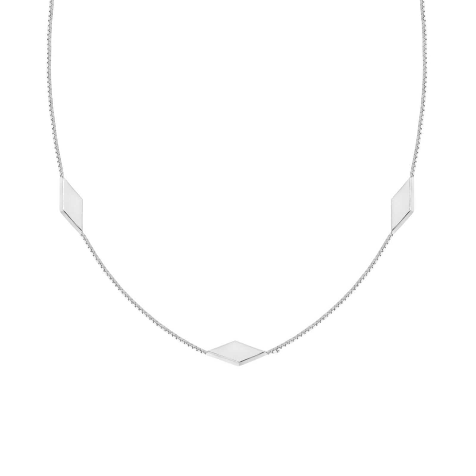 Faith & Brown Italian crafted Diamond Station Necklace Sterling Silver