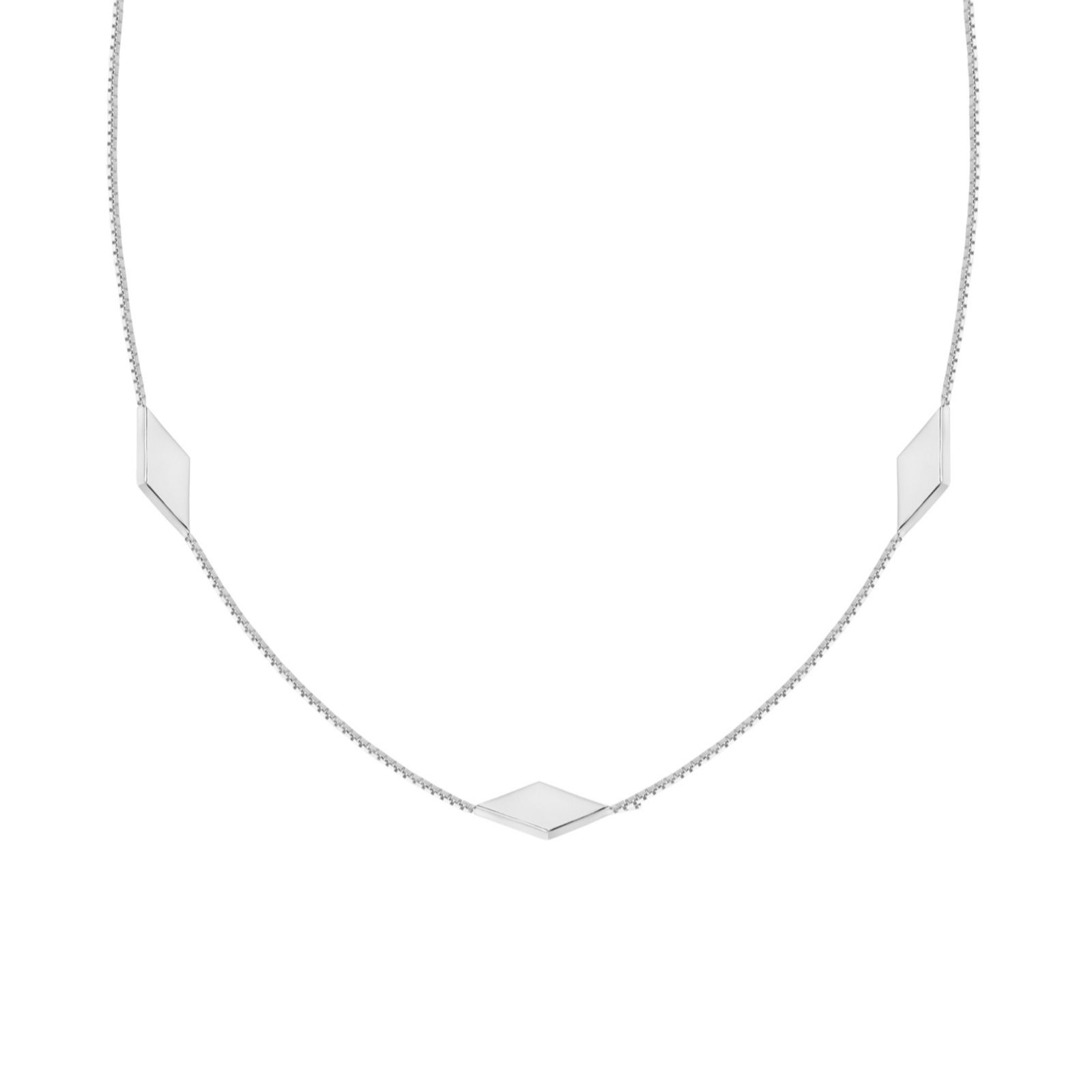 Faith & Brown Italian crafted Diamond Station Necklace Sterling Silver