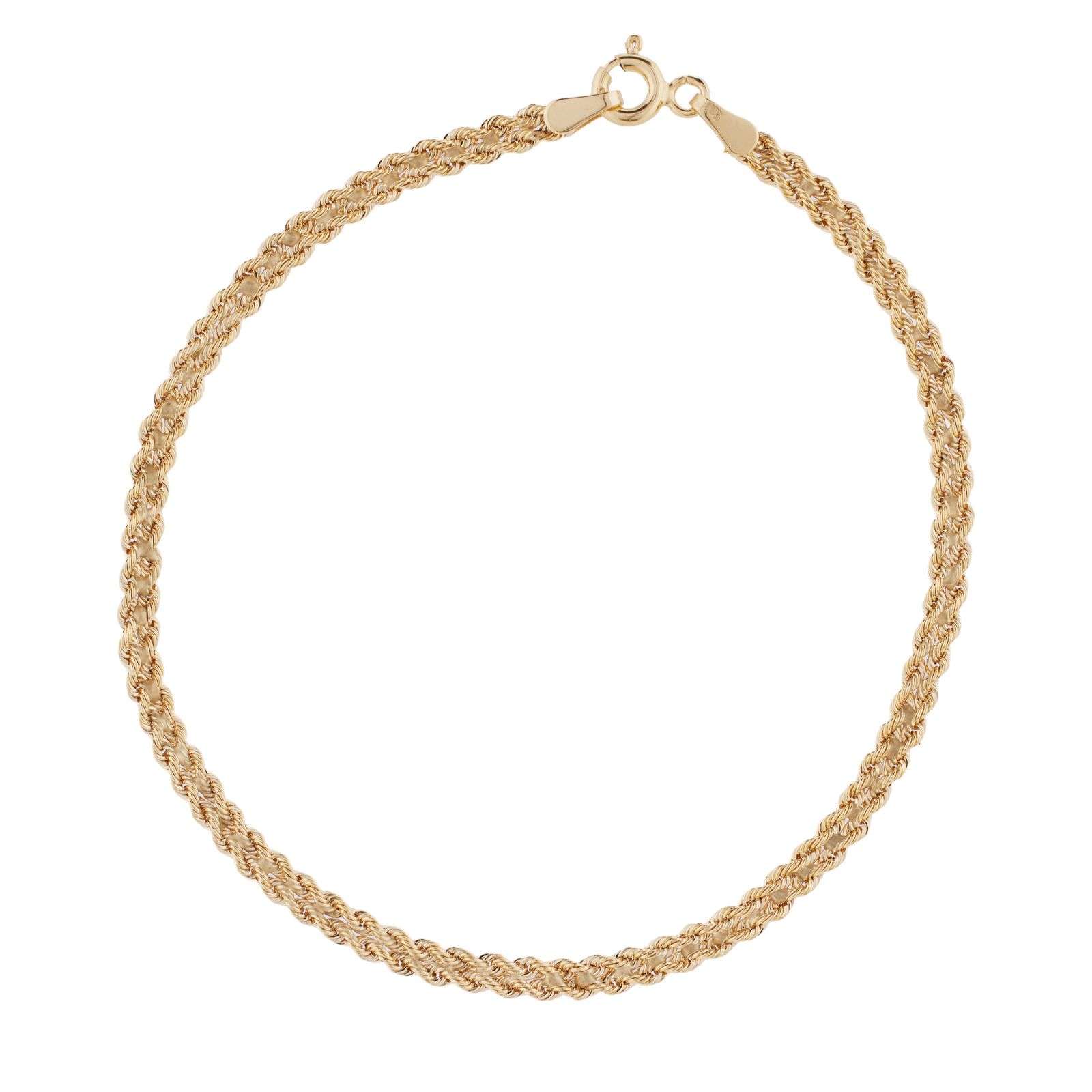 GOLD 9ct Italian Gold 2 Strand Rope Bracelet