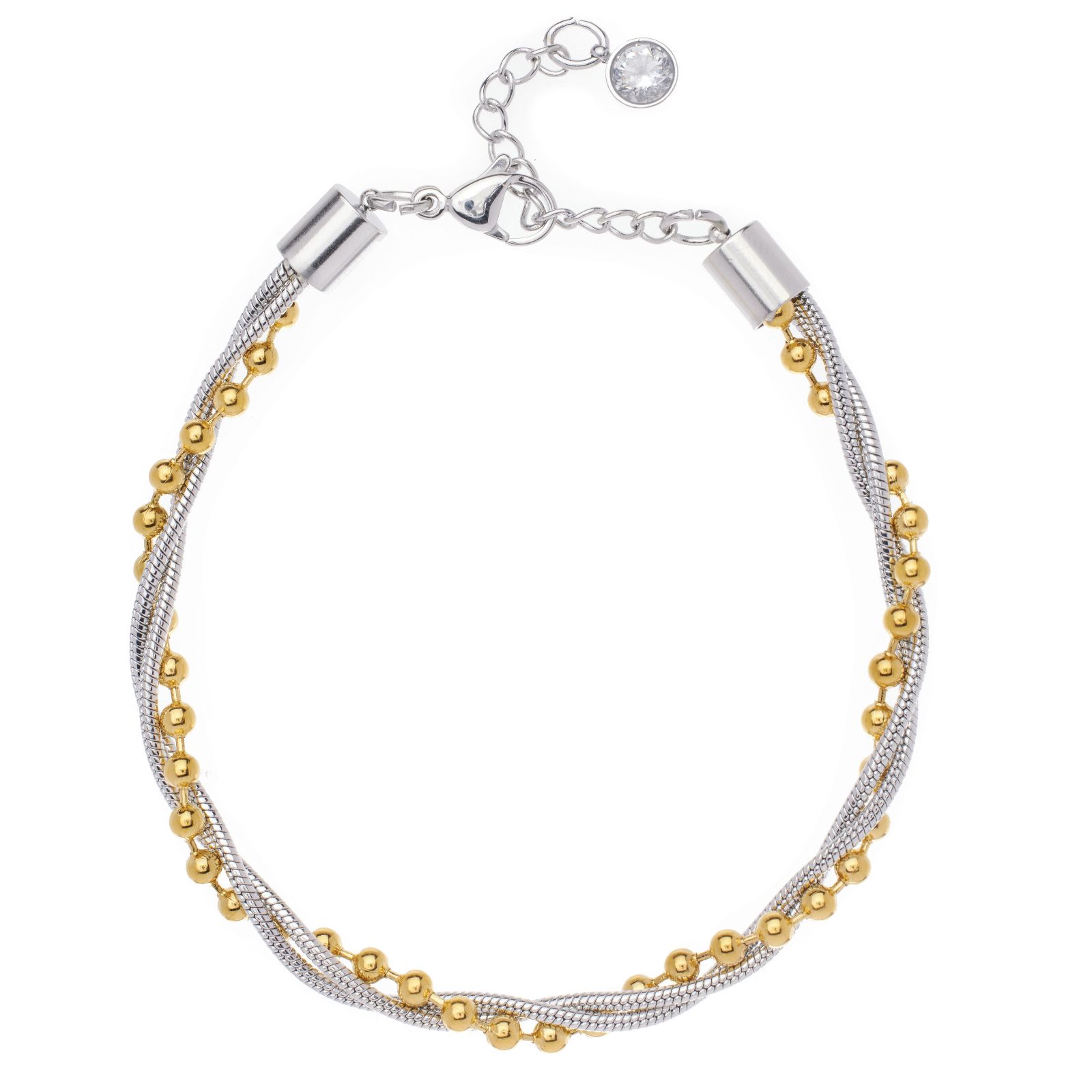 Steel by Diamonique Twist Chain & Ball Bead Bracelet Stainless Steel