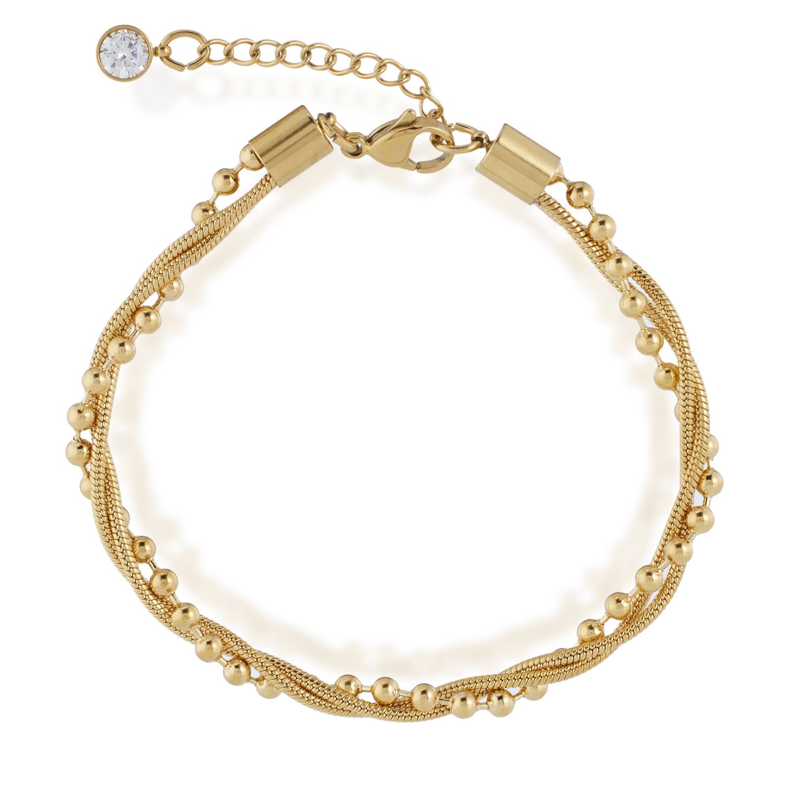 Steel by Diamonique Twist Chain & Ball Bead Bracelet Stainless Steel