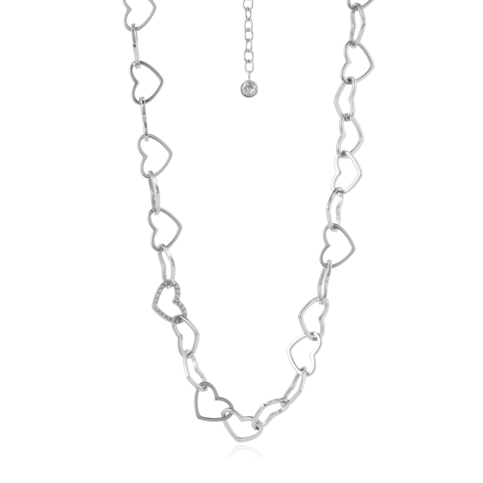 Steel by Diamonique Heart Chain Link Necklace Stainless Steel