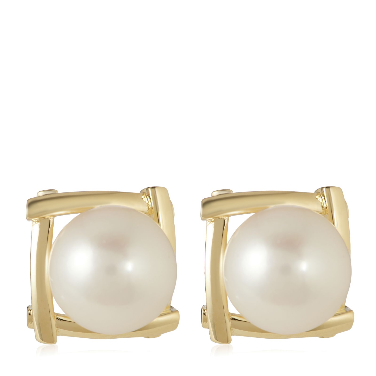 Lara Pearl 10-11mm Framed Fresh Water Pearl Stud Earring