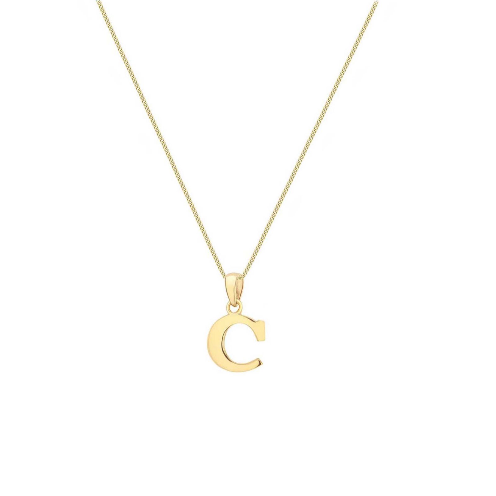 GOLD 9ct Gold Initial Pendant & Adjustable Chain 1.1g