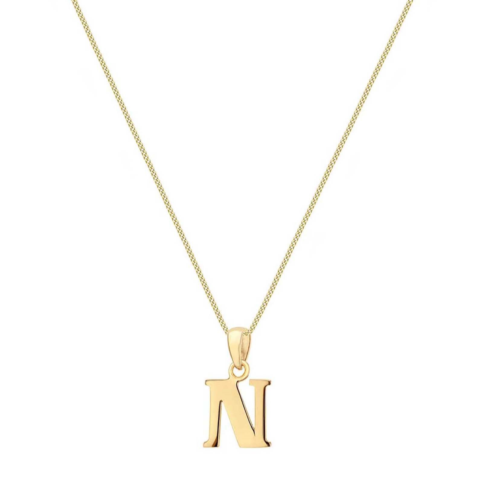 GOLD 9ct Gold Initial Pendant & Adjustable Chain 1.1g