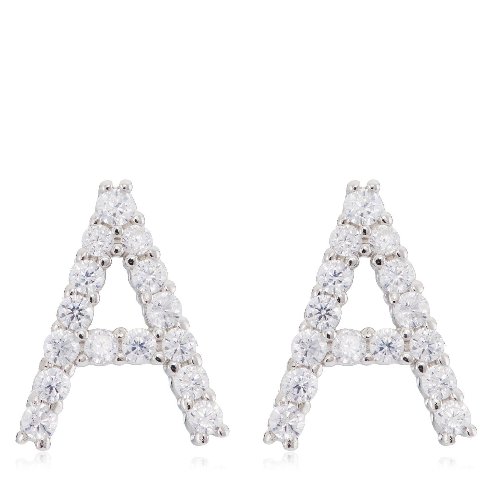 Diamonique 022ct Initial Letter Stud Earring Sterling Silver