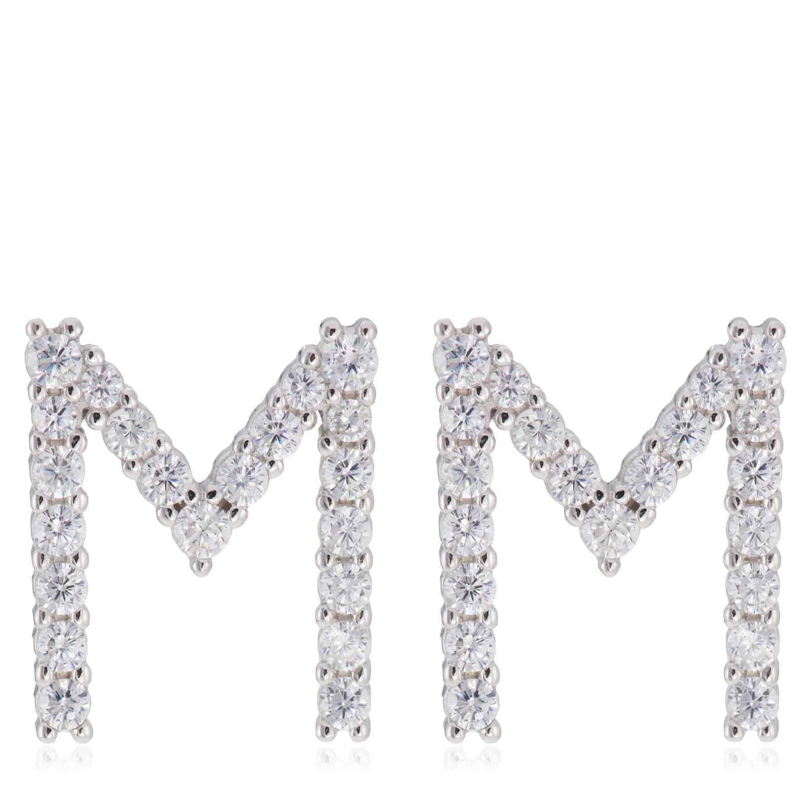 Diamonique 022ct Initial Letter Stud Earring Sterling Silver