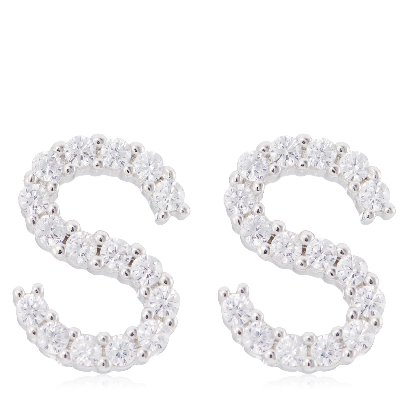 Diamonique 022ct Initial Letter Stud Earring Sterling Silver