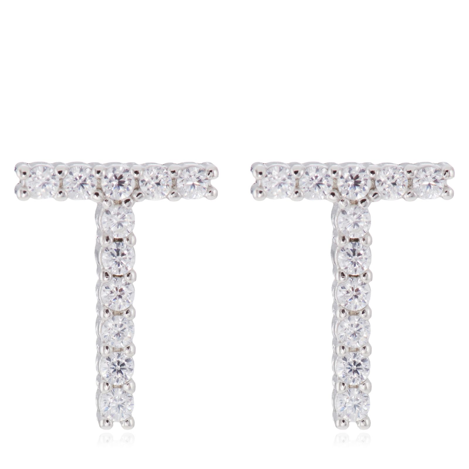 Diamonique 022ct Initial Letter Stud Earring Sterling Silver
