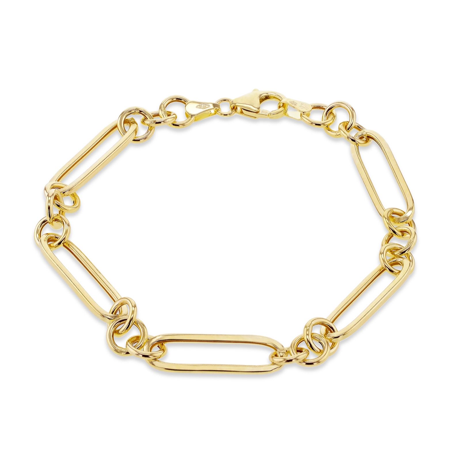 GOLD 9ct Hollow Figarope Paper Clip Bracelet