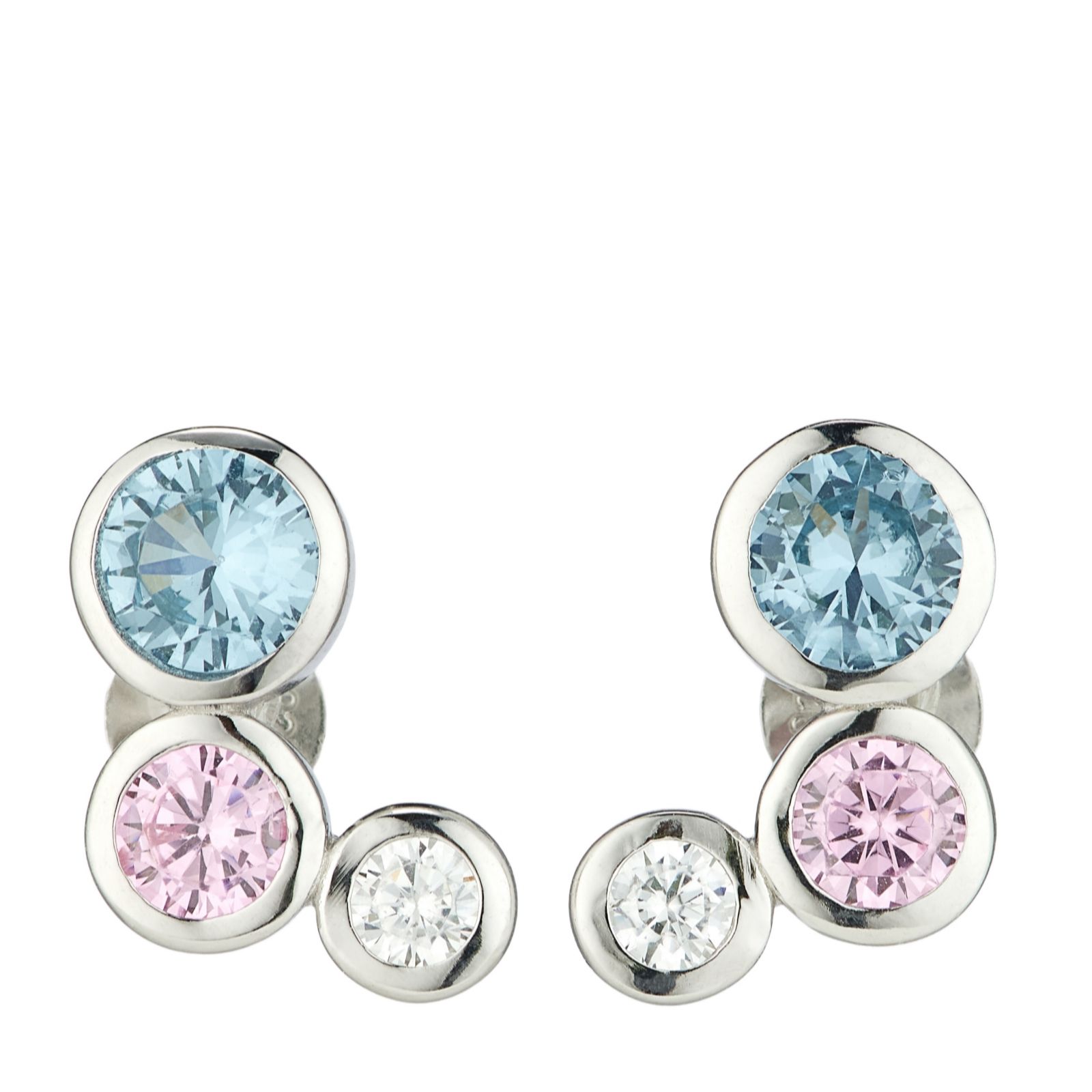 Diamonique 1.7ct tw Summer Bubble Ear Climbers Sterling Silver