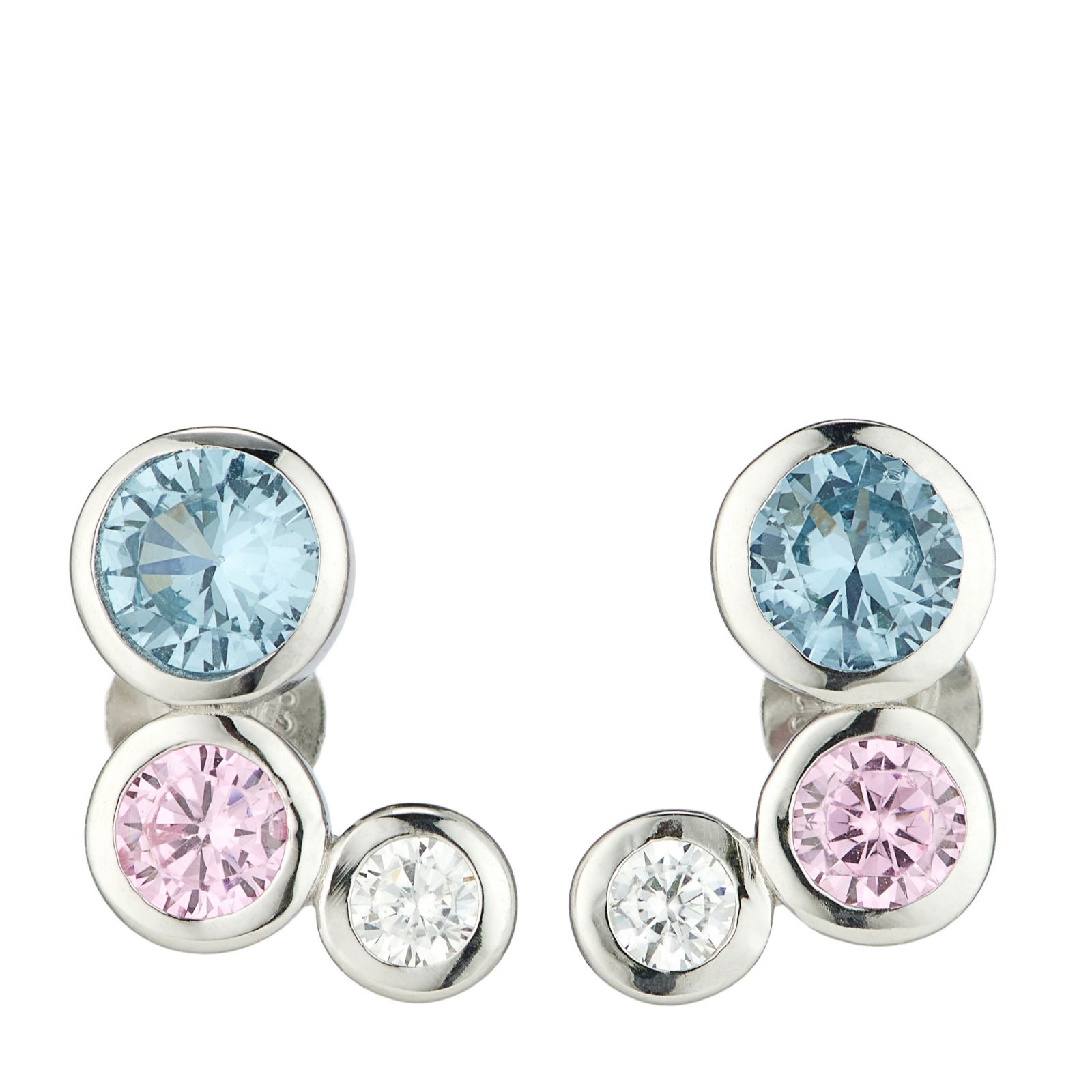 Diamonique 1.7ct tw Summer Bubble Ear Climbers Sterling Silver