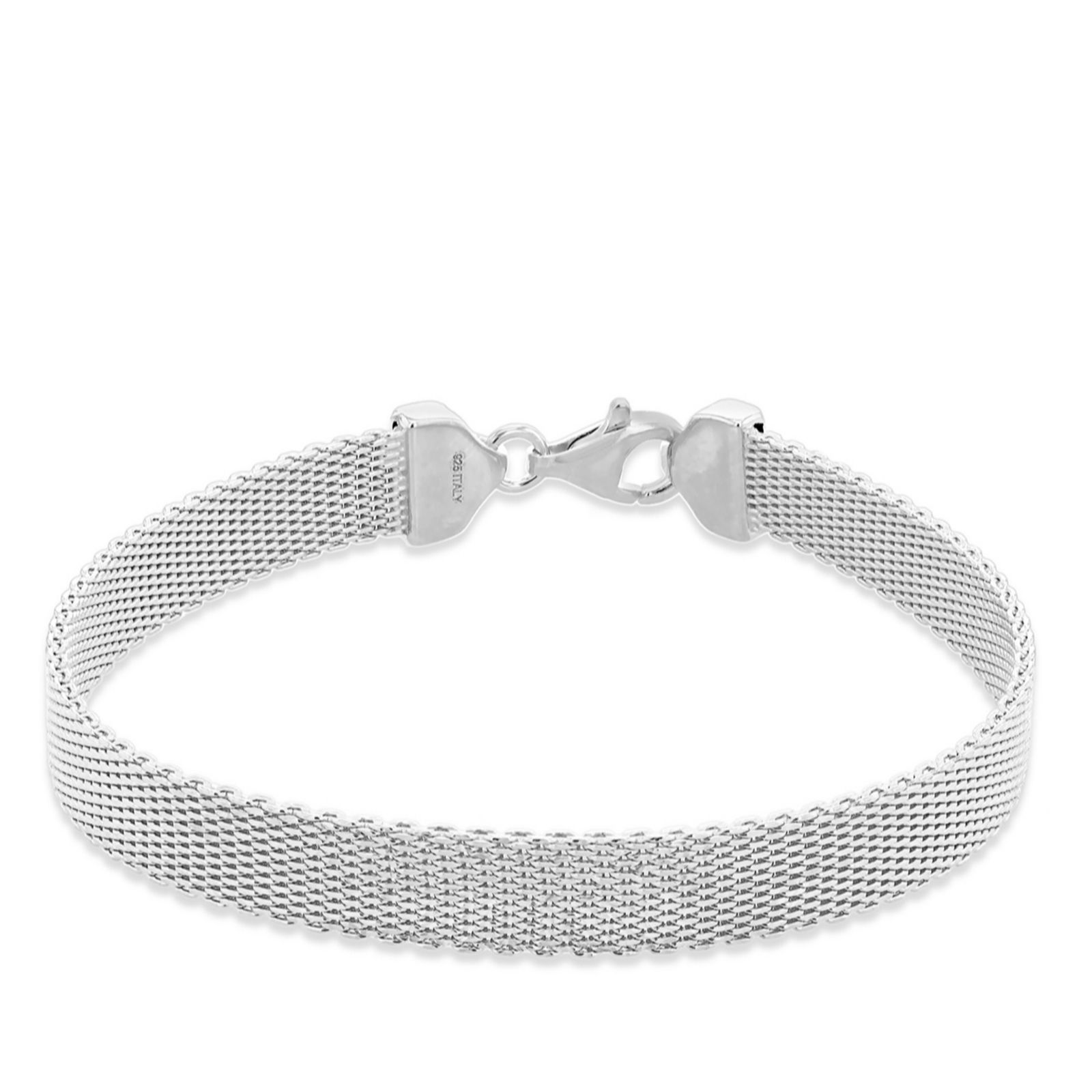 Faith & Brown Italian Crafted Sterling Silver Reversible Woven Bracelet 7.5"