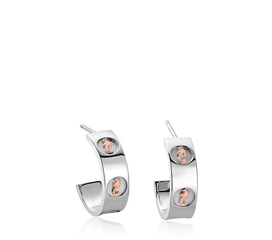 Clogau Tree of Life Insignia Hoop Earrings Sterling Silver & 9ct Gold