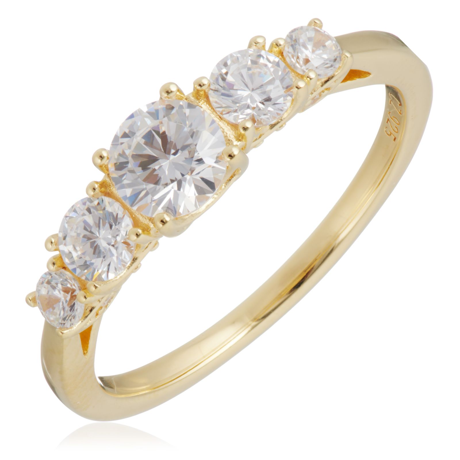 Diamonique 0.97ct tw 5 Stone Ring Sterling Silver