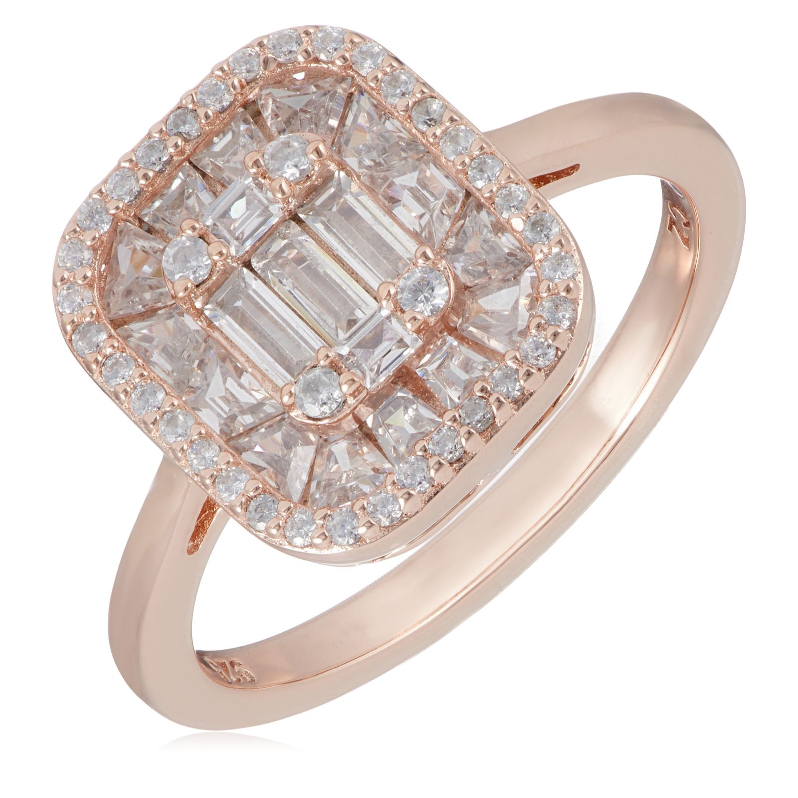 Diamonique 0.68ct tw Baguette Ring Sterling Silver