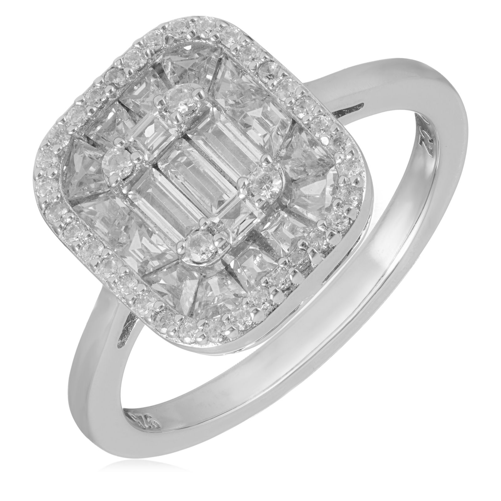 Diamonique 0.68ct tw Baguette Ring Sterling Silver