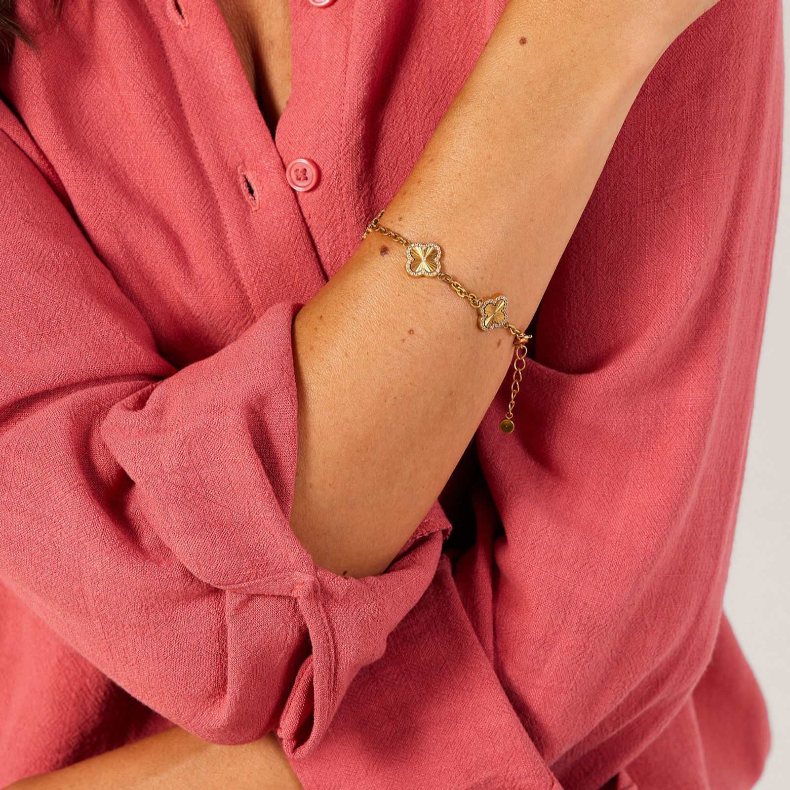 Steel by Diamonique Sunray Clover Bracelet Stainless Steel QVC UK