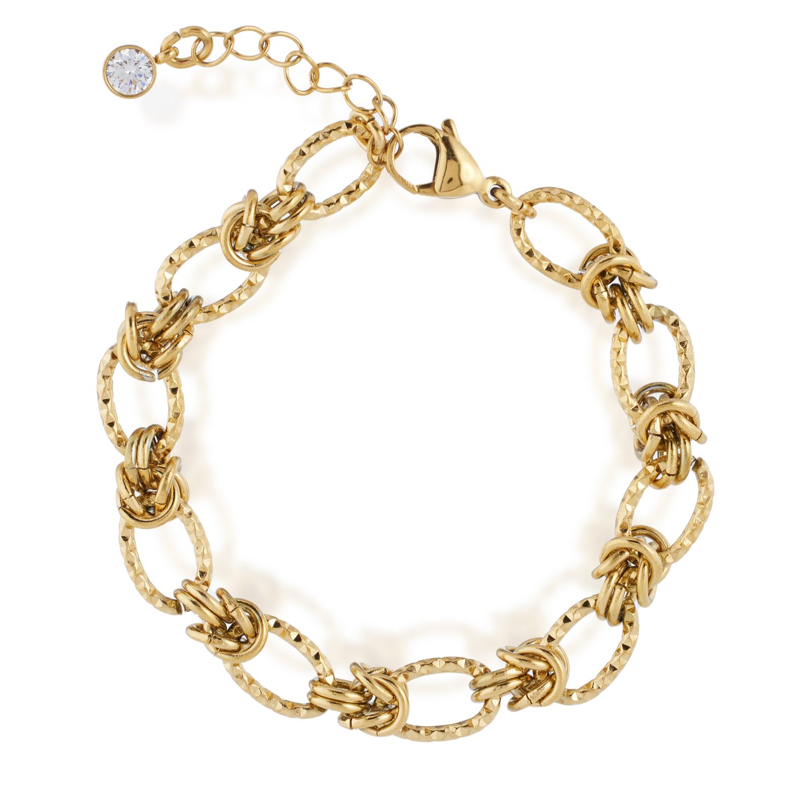 Steel by Diamonique Textured Knot Chain Bracelet Stainless Steel