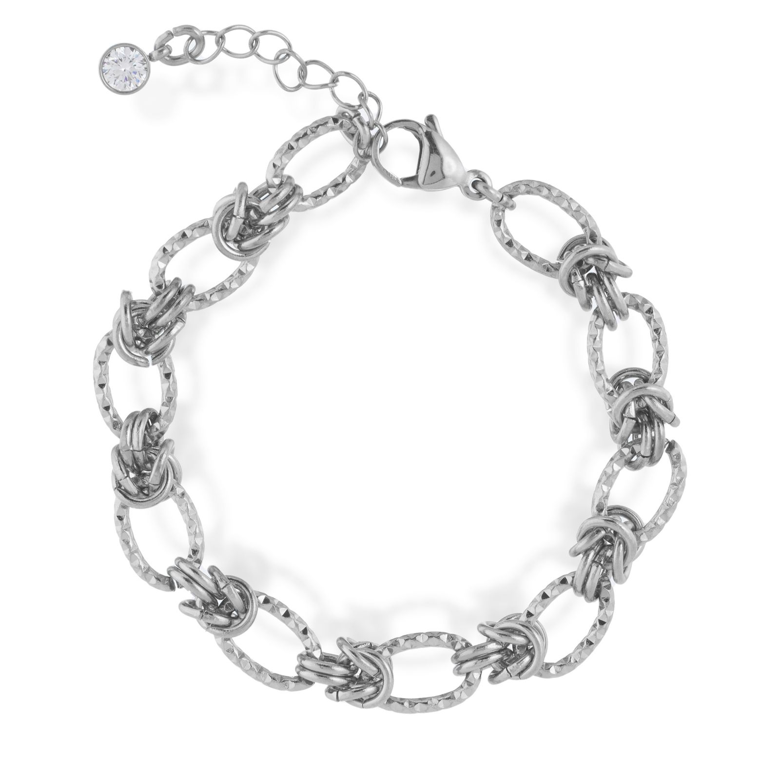 Steel by Diamonique Textured Knot Chain Bracelet Stainless Steel