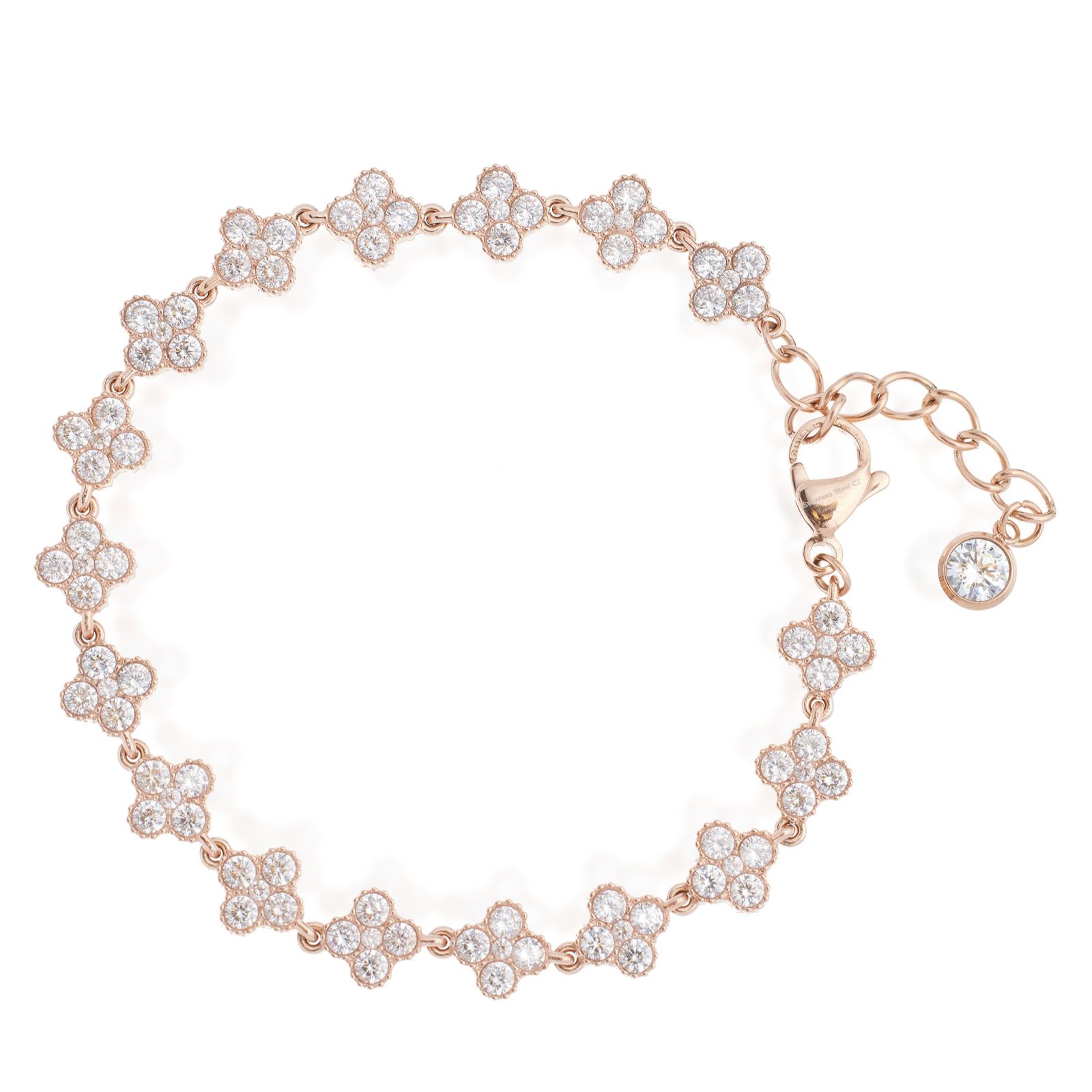 Steel by Diamonique Textured Clover Bracelet Stainless Steel