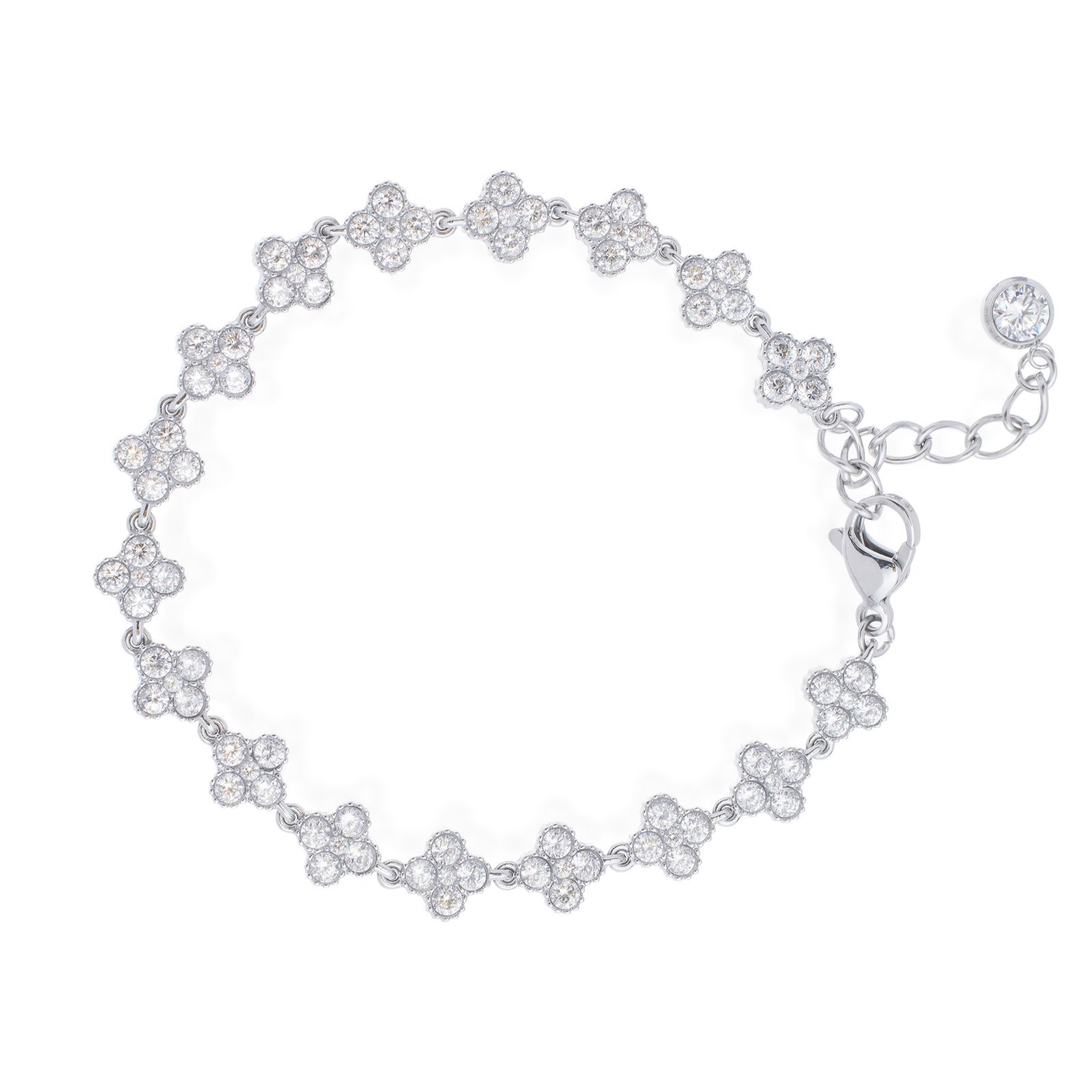 Steel by Diamonique Textured Clover Bracelet Stainless Steel