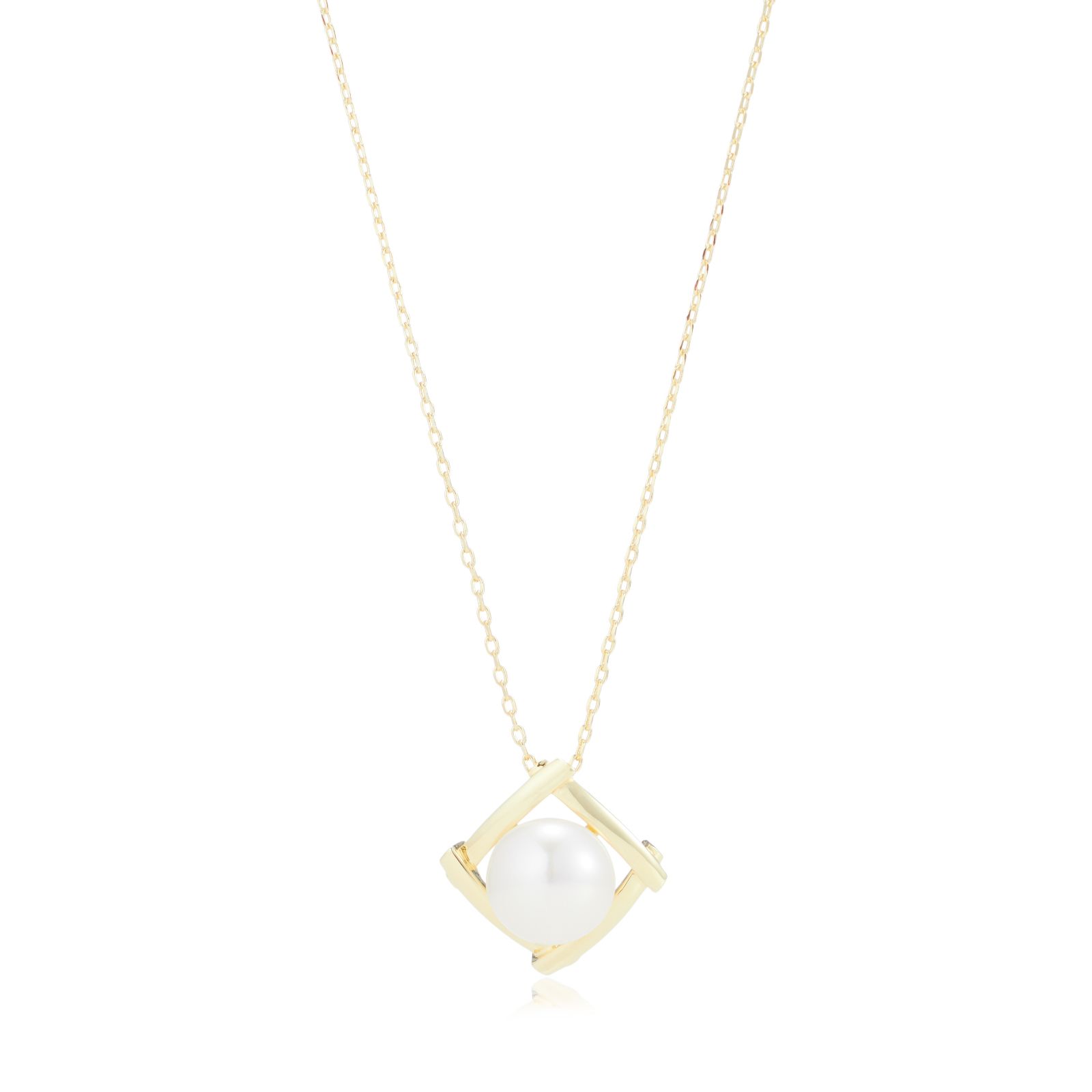 Lara Pearl 11-12mm Framed Fresh Water Pearl Pendant & Chain