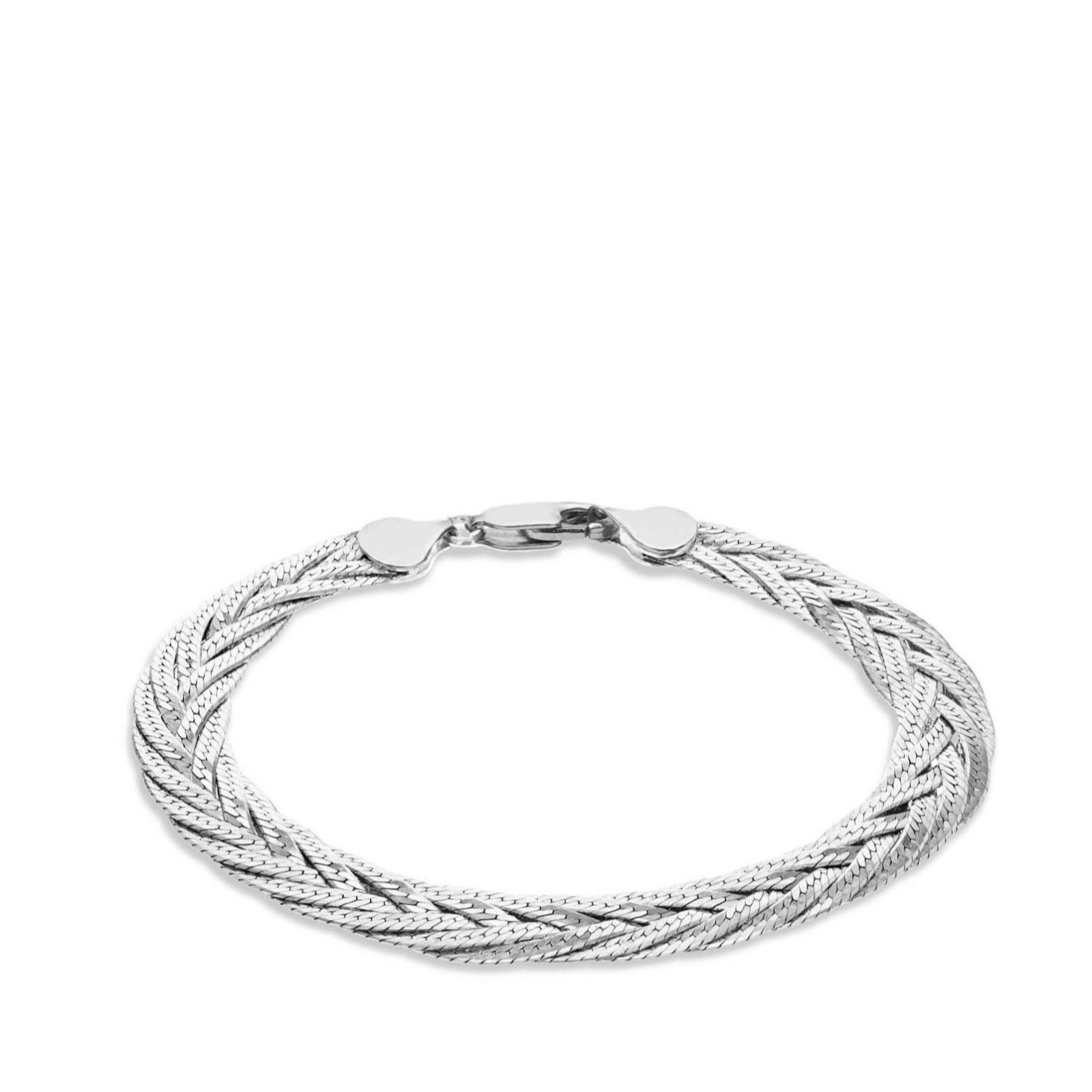 Faith & Brown Italian Crafted Chevron Plait Herringbone Bracelet