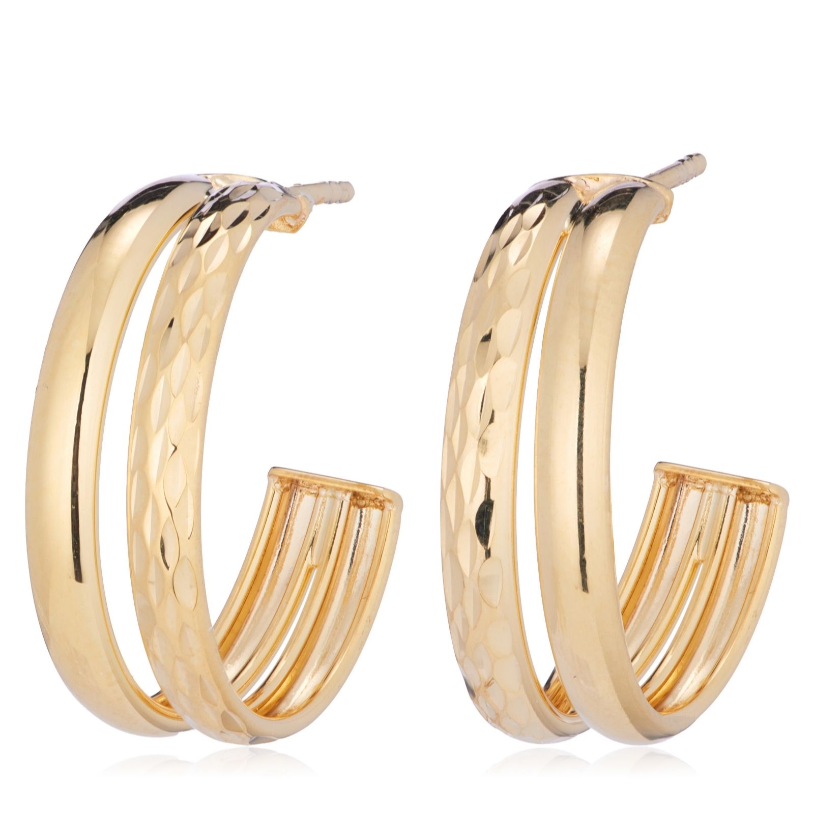 GOLD 9ct Italian Gold Embrace Double Hoops 2g