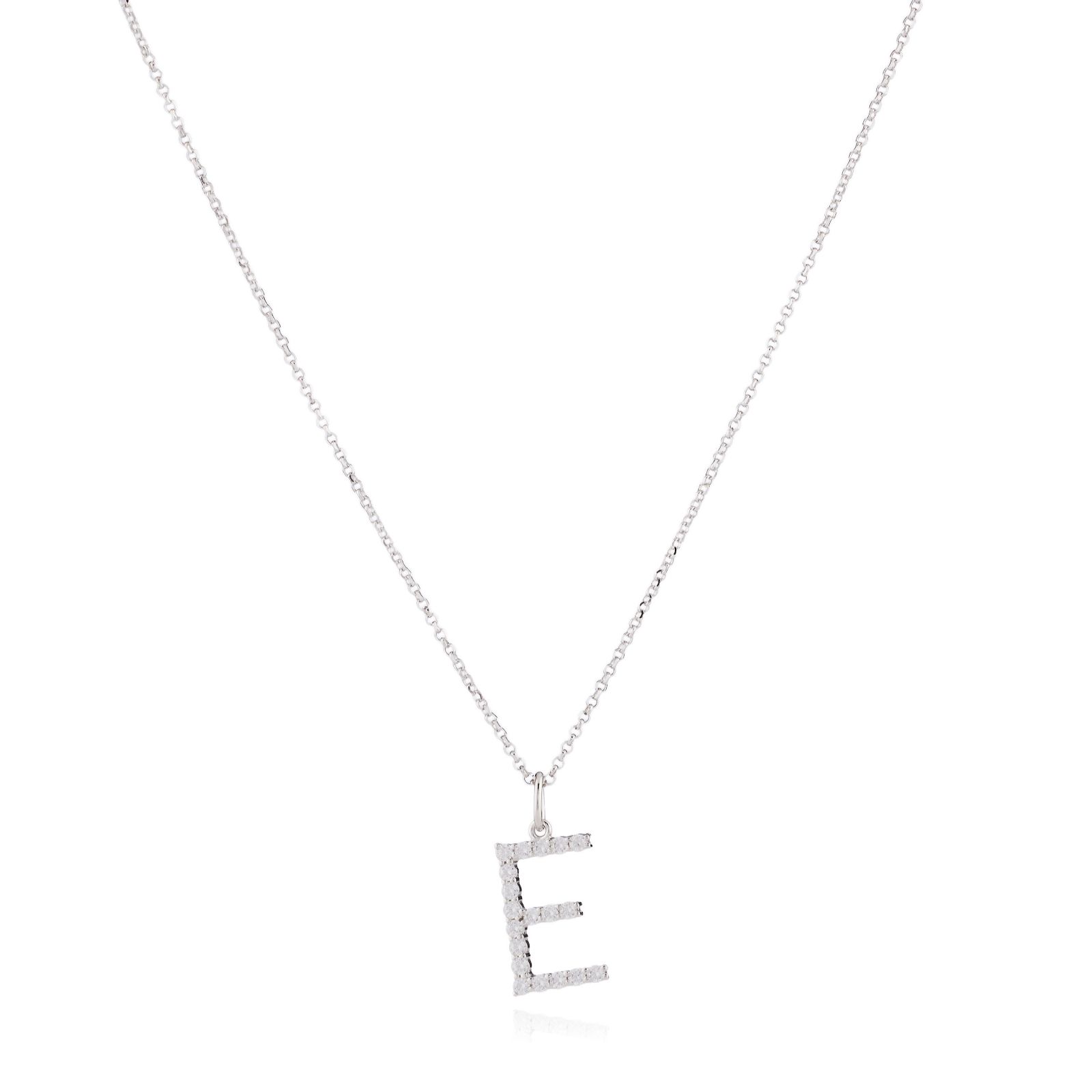 Diamonique 0.2ct Initial Letter Pendant Necklace Sterling Silver