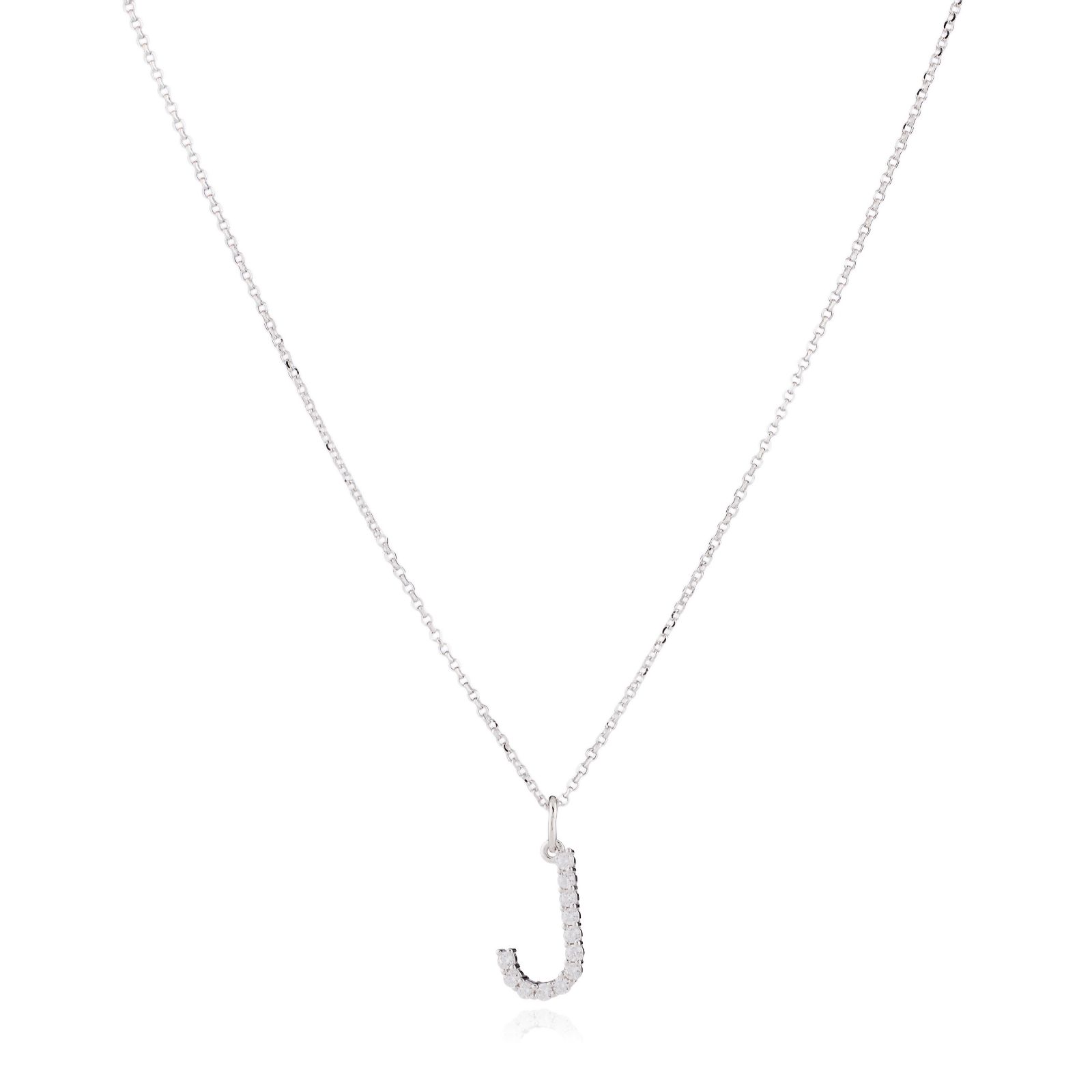Diamonique 0.2ct Initial Letter Pendant Necklace Sterling Silver