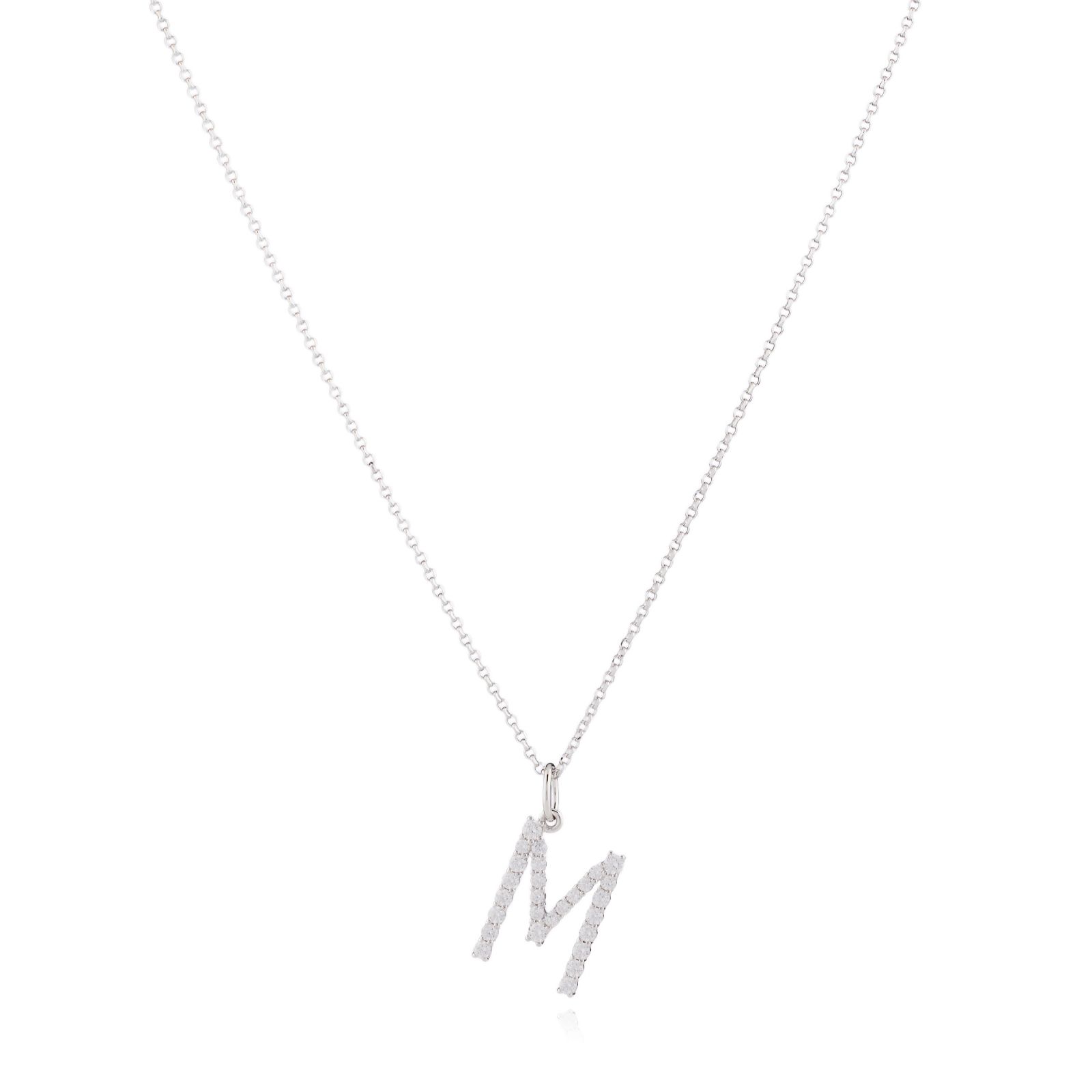 Diamonique 0.2ct Initial Letter Pendant Necklace Sterling Silver