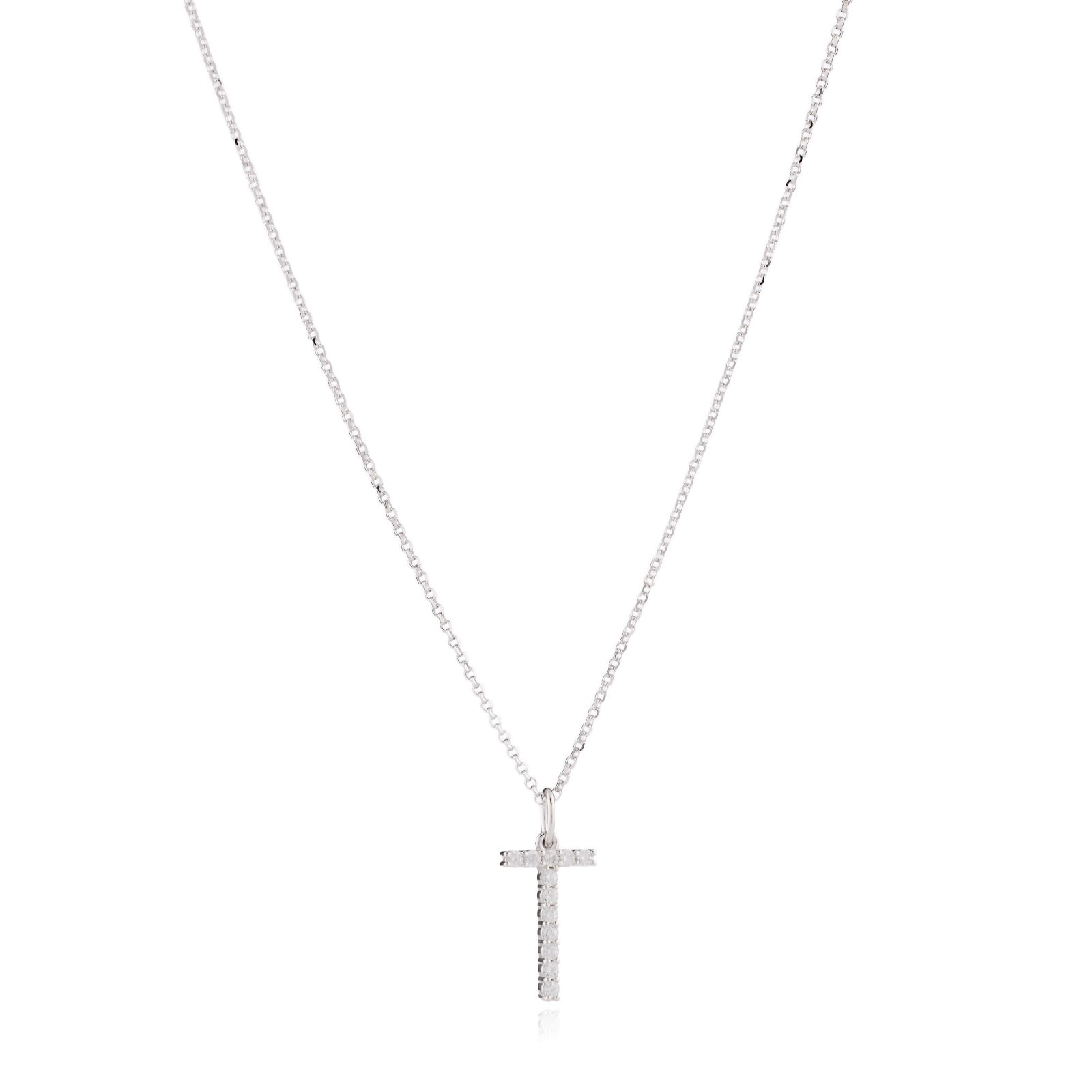 Diamonique 0.2ct Initial Letter Pendant Necklace Sterling Silver