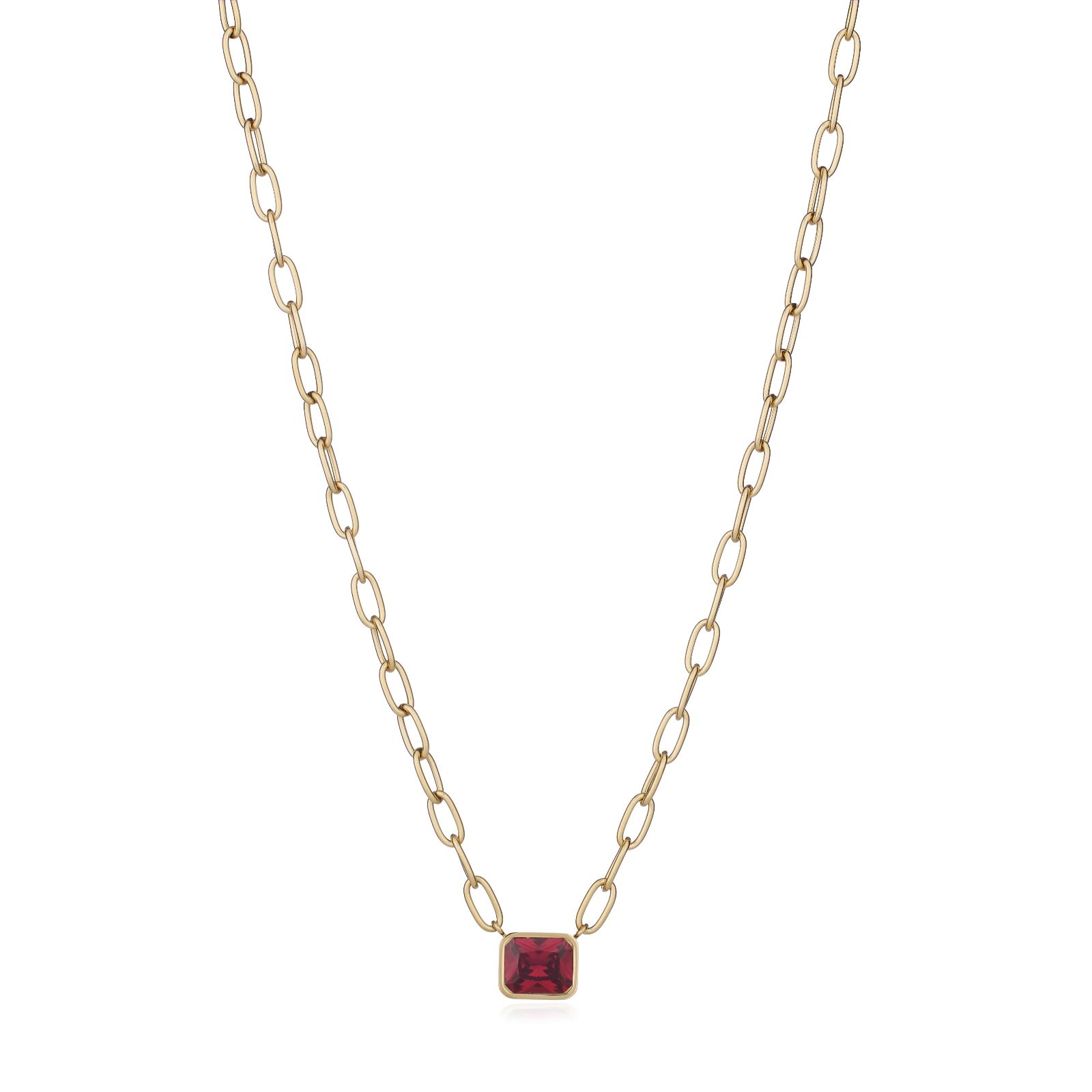 Steel by Diamonique Cushion Cut Chain Link Necklace Stainless Steel