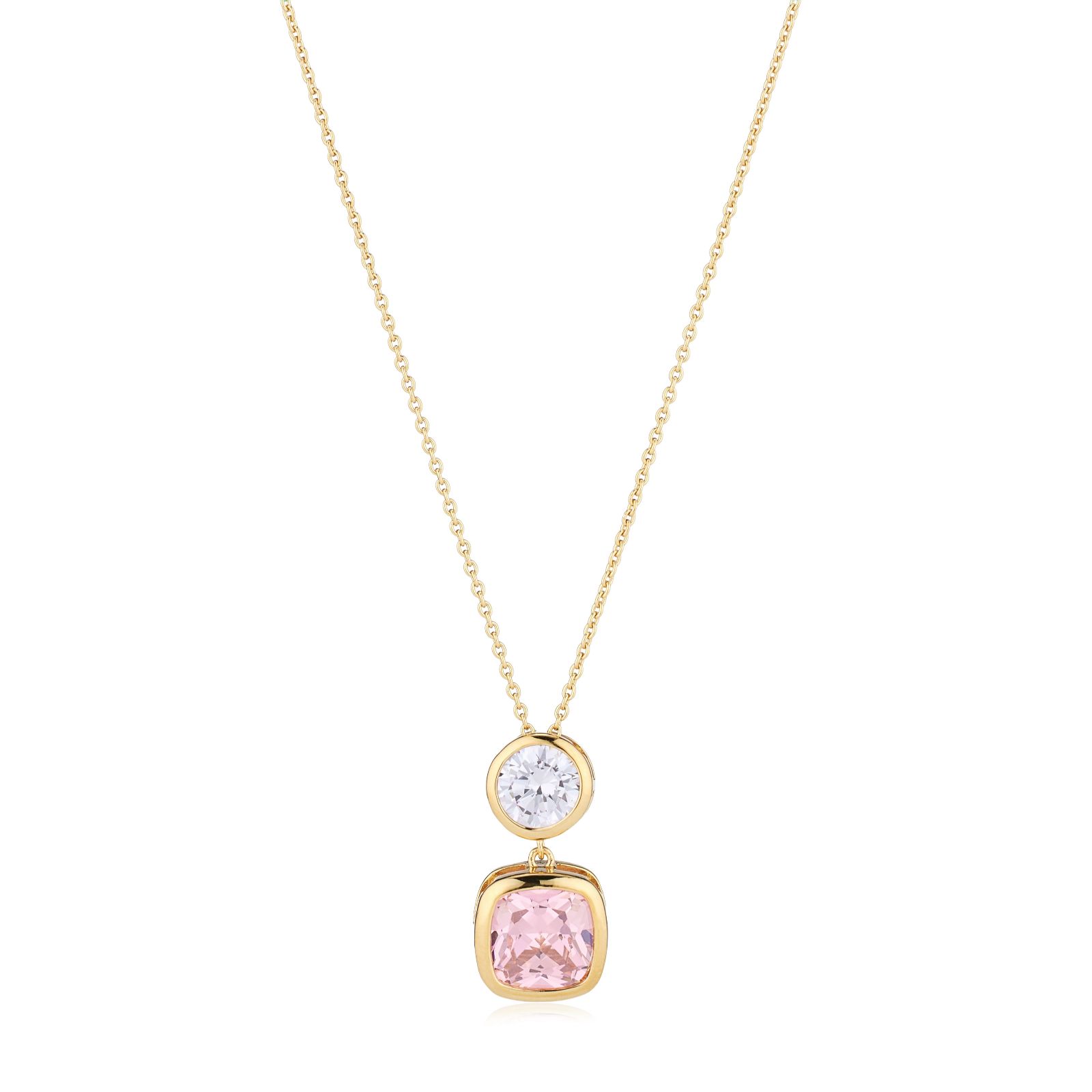 Diamonique 6ct tw Round Bezel Necklace Sterling Silver