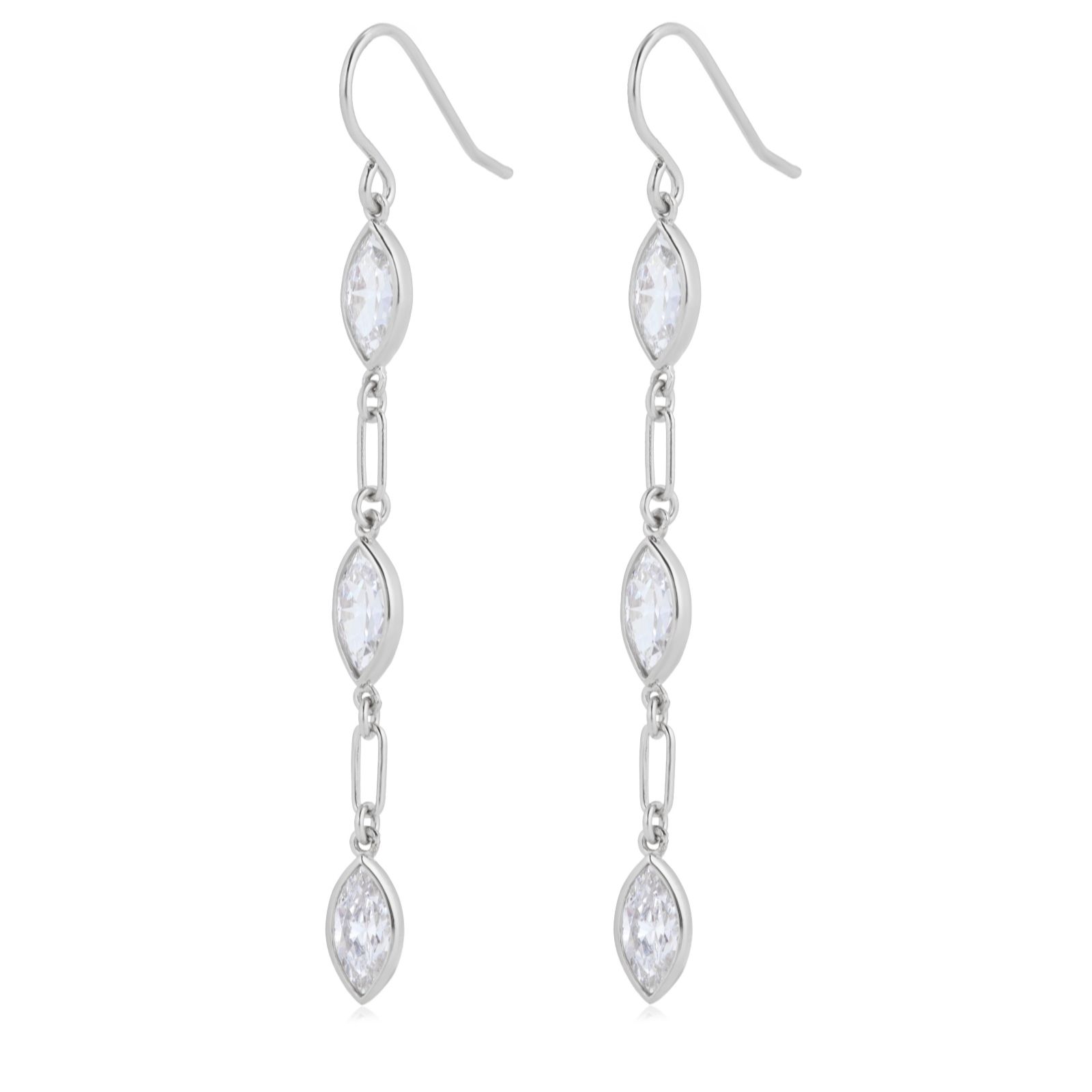 Diamonique 4.5ct tw Anniversary Marquise Earrings Sterling Silver