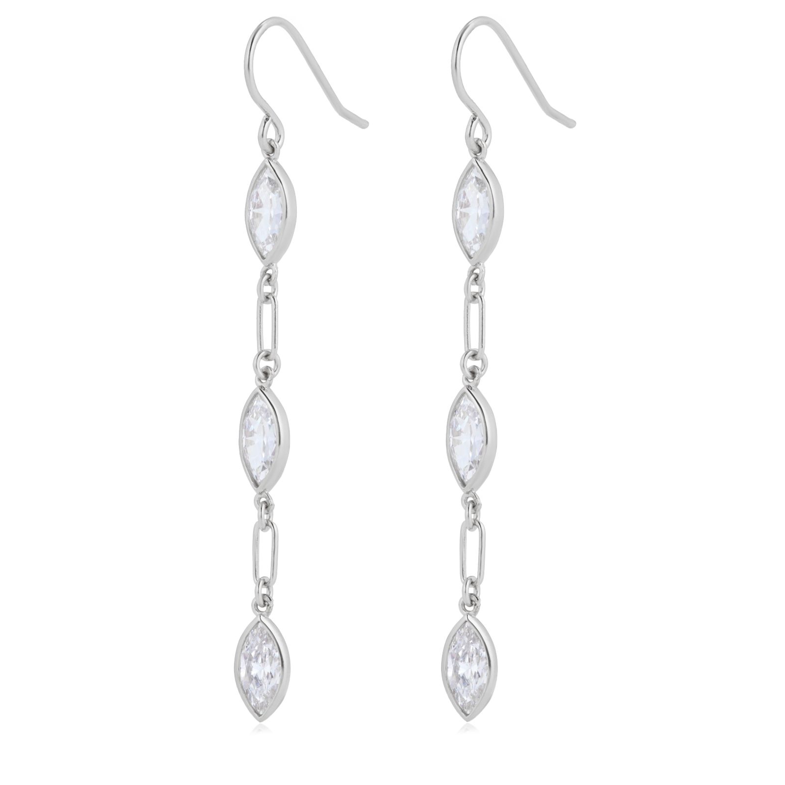 Diamonique 4.5ct tw Anniversary Marquise Earrings Sterling Silver