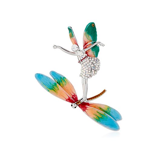 Butler & Wilson Crystal Fairy and Dragonfly Brooch