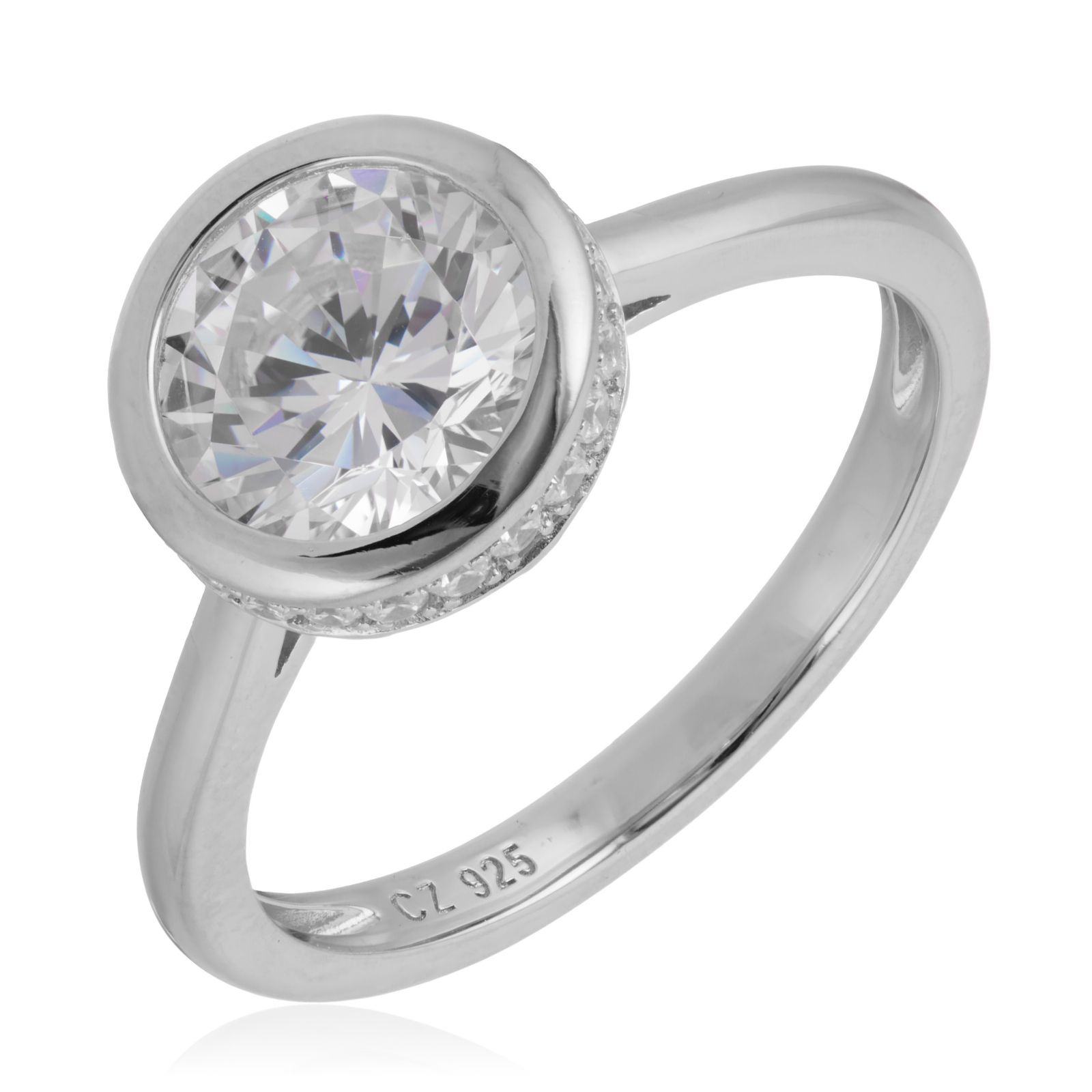 Diamonique 2.22ct Bezel Set Ring Sterling Silver