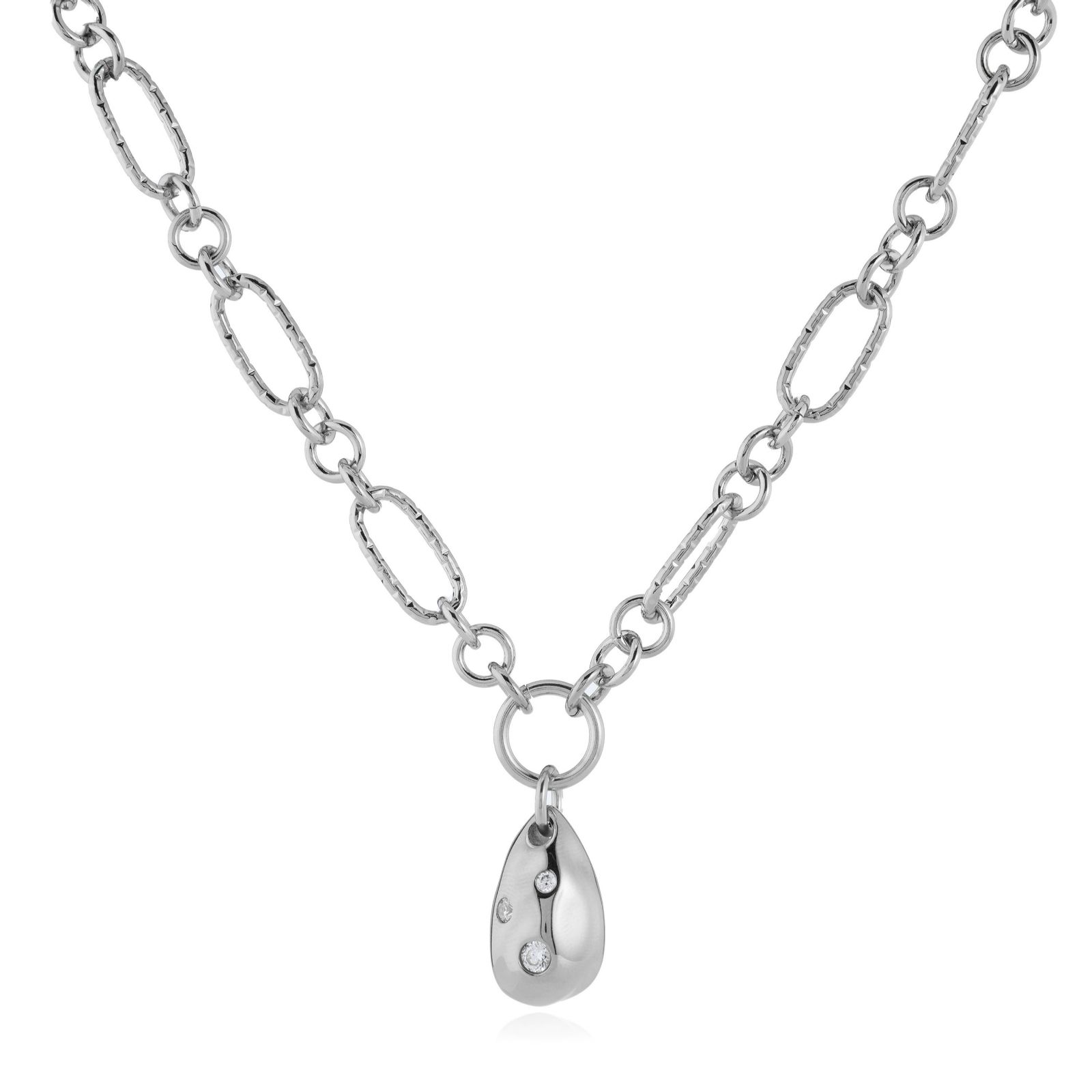 Steel by Diamonique Stone Set Drop Pendant Stainless Steel