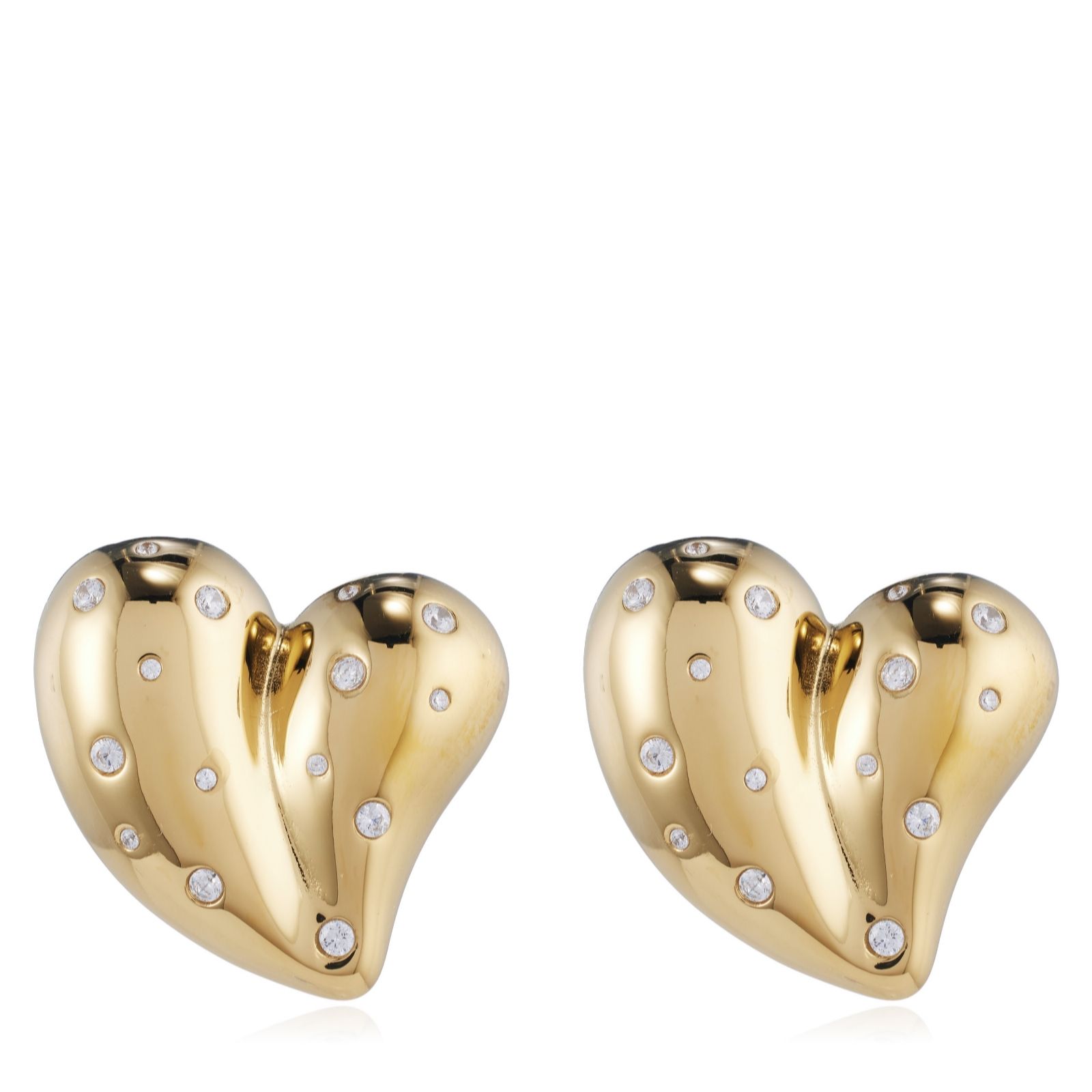 Steel by Diamonique Swiss Set Heart Stud Earrings Stainless Steel