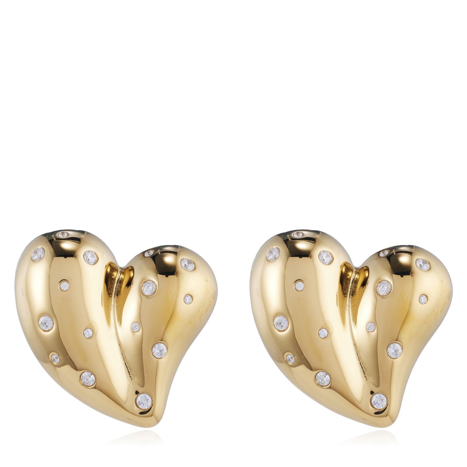 Steel by Diamonique Swiss Set Heart Stud Earrings Stainless Steel