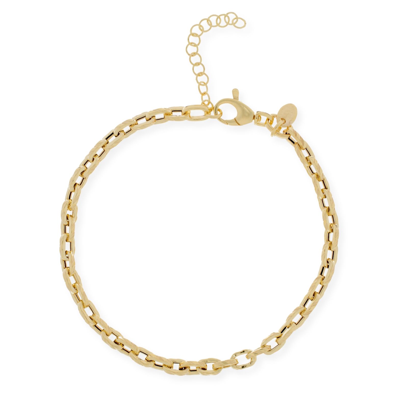 Gold 9ct Italian Gold Diamond Cut Rolo Chain Bracelet 2.60g