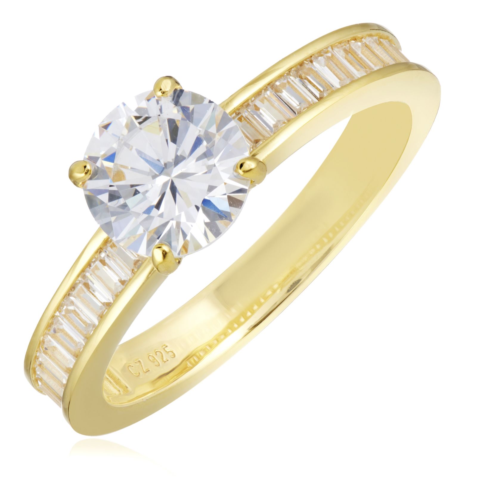 Diamonique 2ct tw Mixed Cut Solitaire Ring Sterling Silver