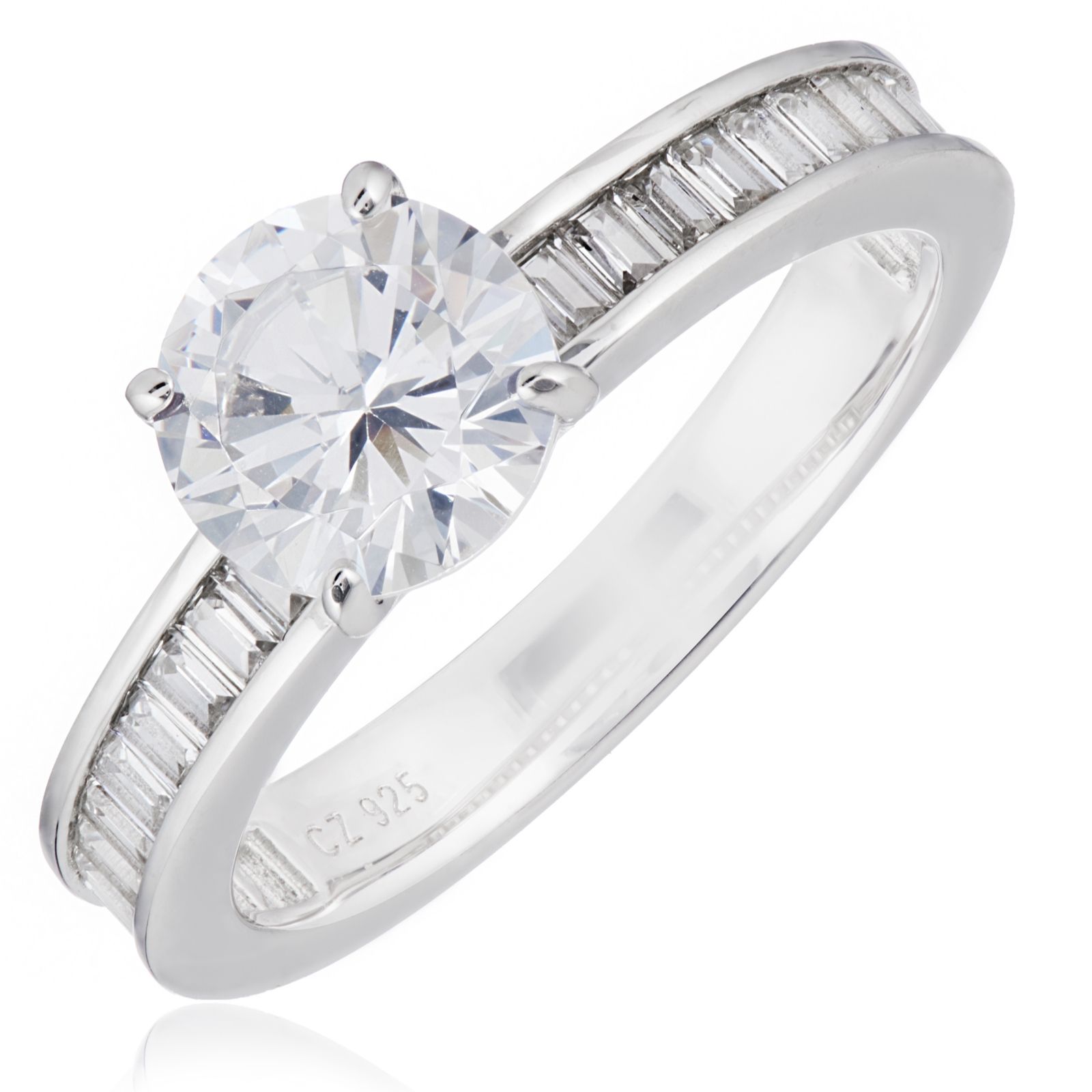 Diamonique 2ct tw Mixed Cut Solitaire Ring Sterling Silver