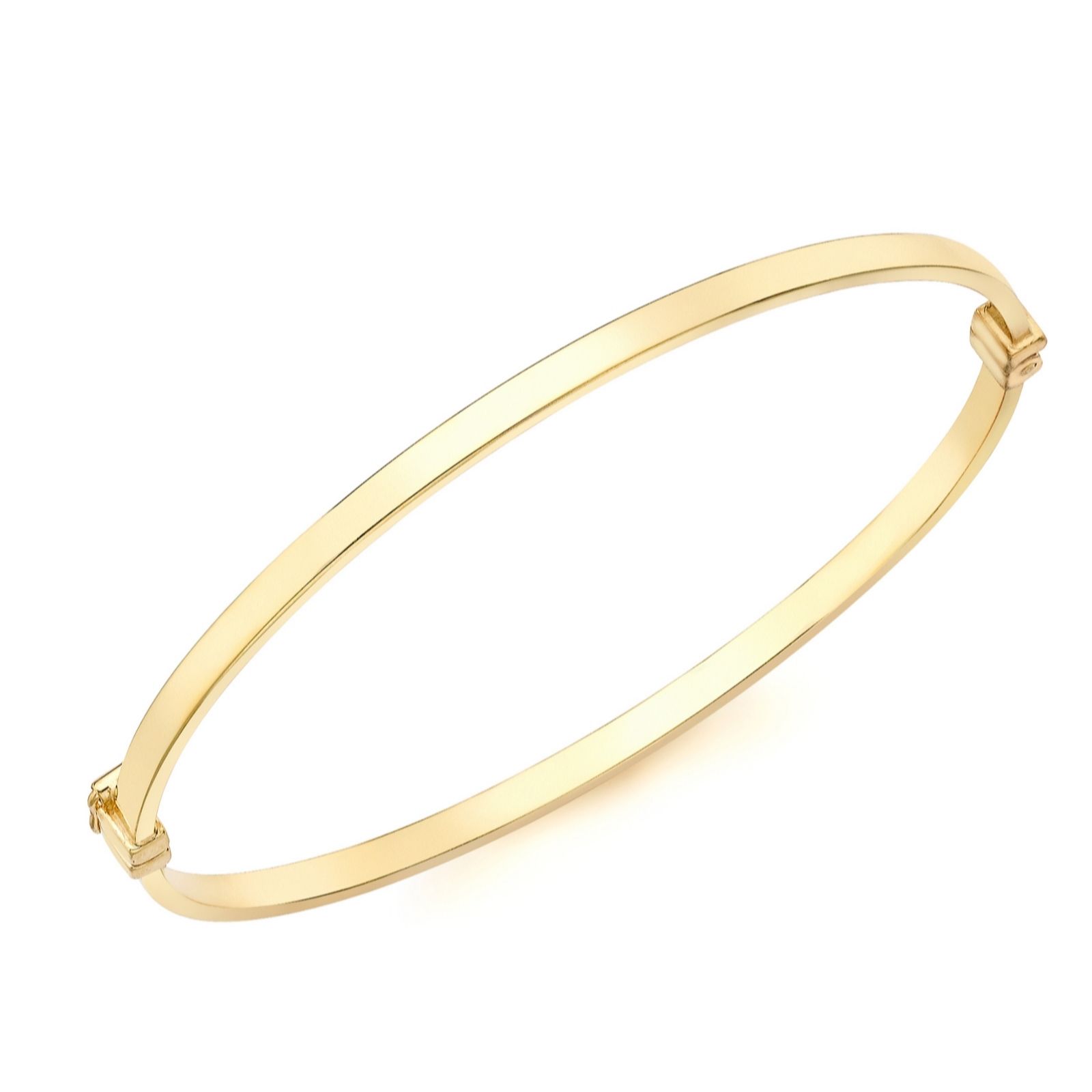 GOLD 9ct Gold 3mm Rectanglar Bangle