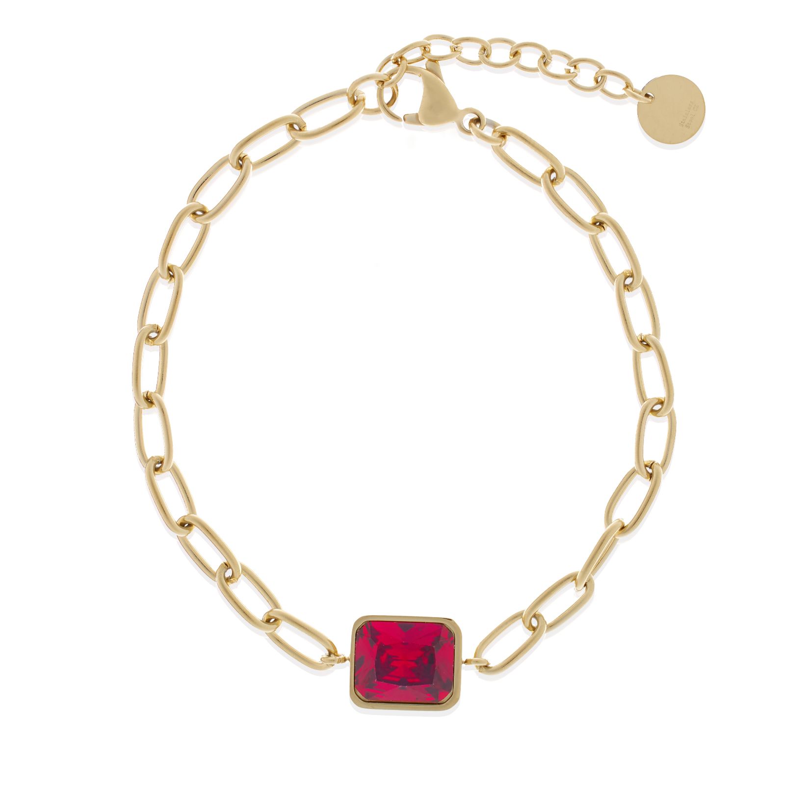 Steel by Diamonique Cushion Cut Chain Link Bracelet Stainless Steel