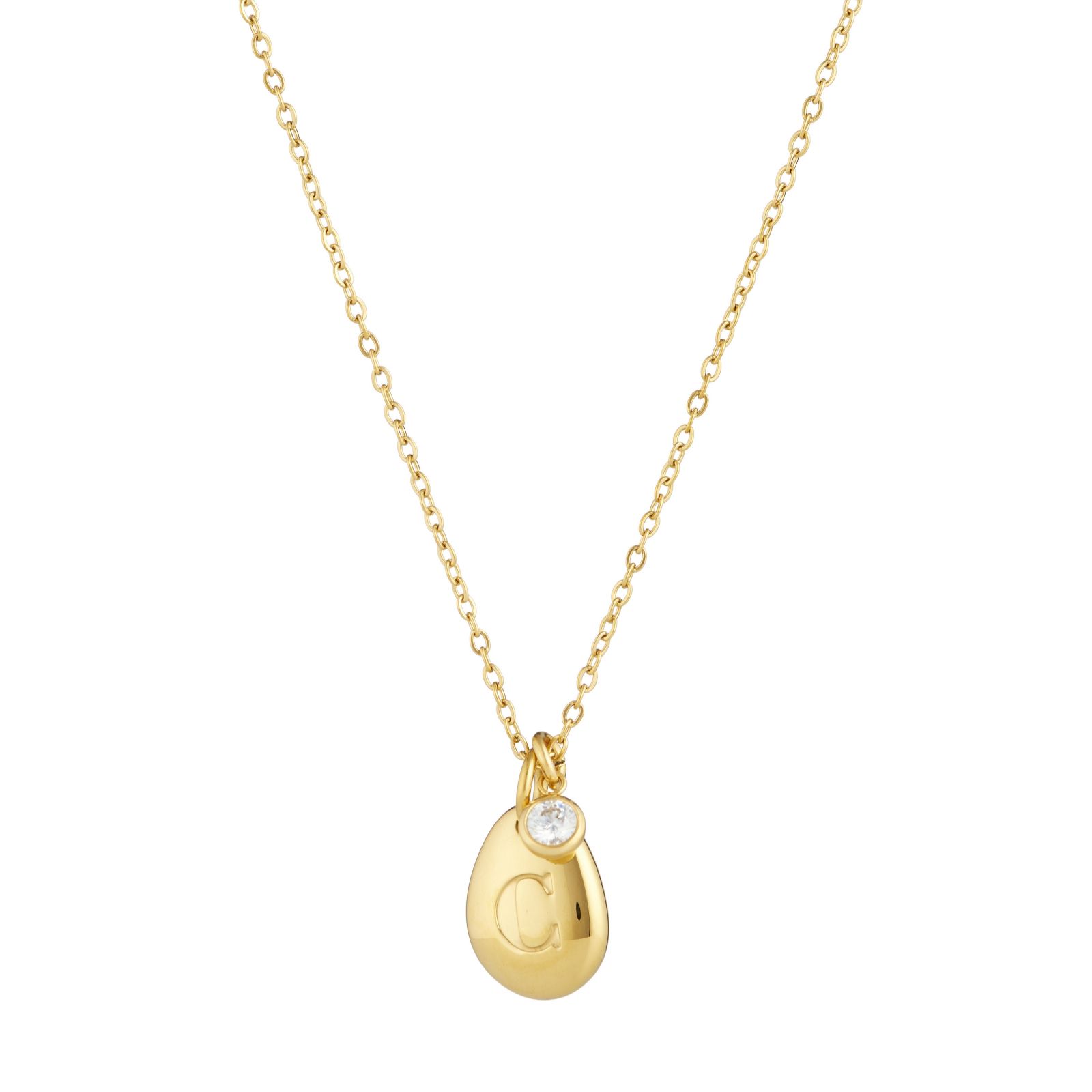 Steel by Diamonique Pebble Initial Necklace Stainless Steel